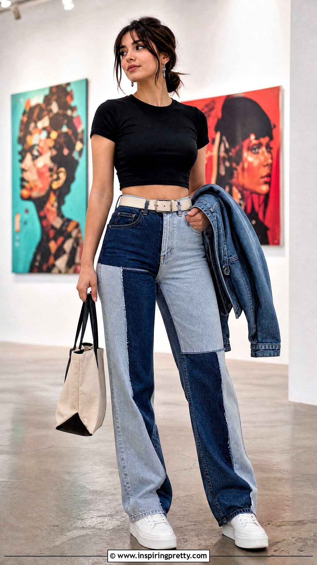 Texas Chainsaw Crop Top With Patchwork Jeans - 20 crop top texas chainsaw outfit ideas