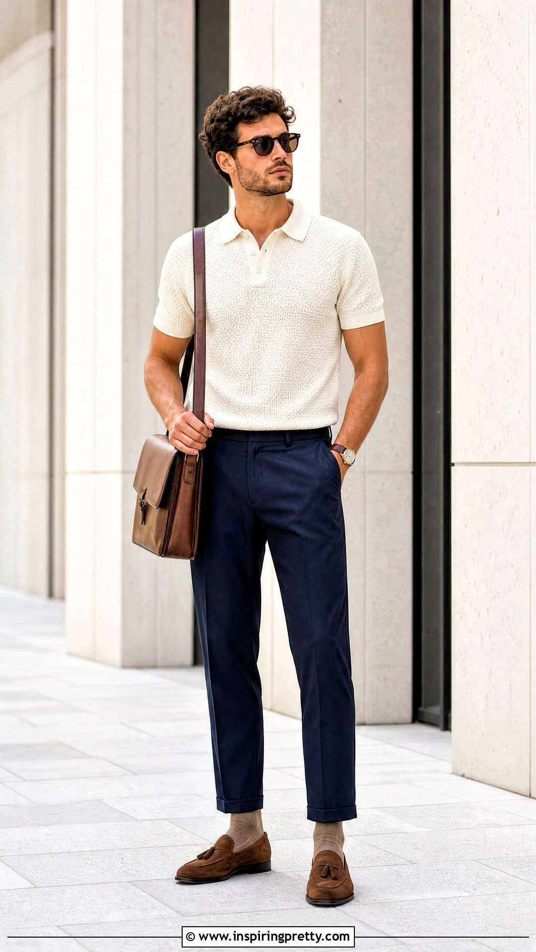 Textured Polo With Cropped Trousers - 20 Trendy Tops For Men's Wardrobe Ideas