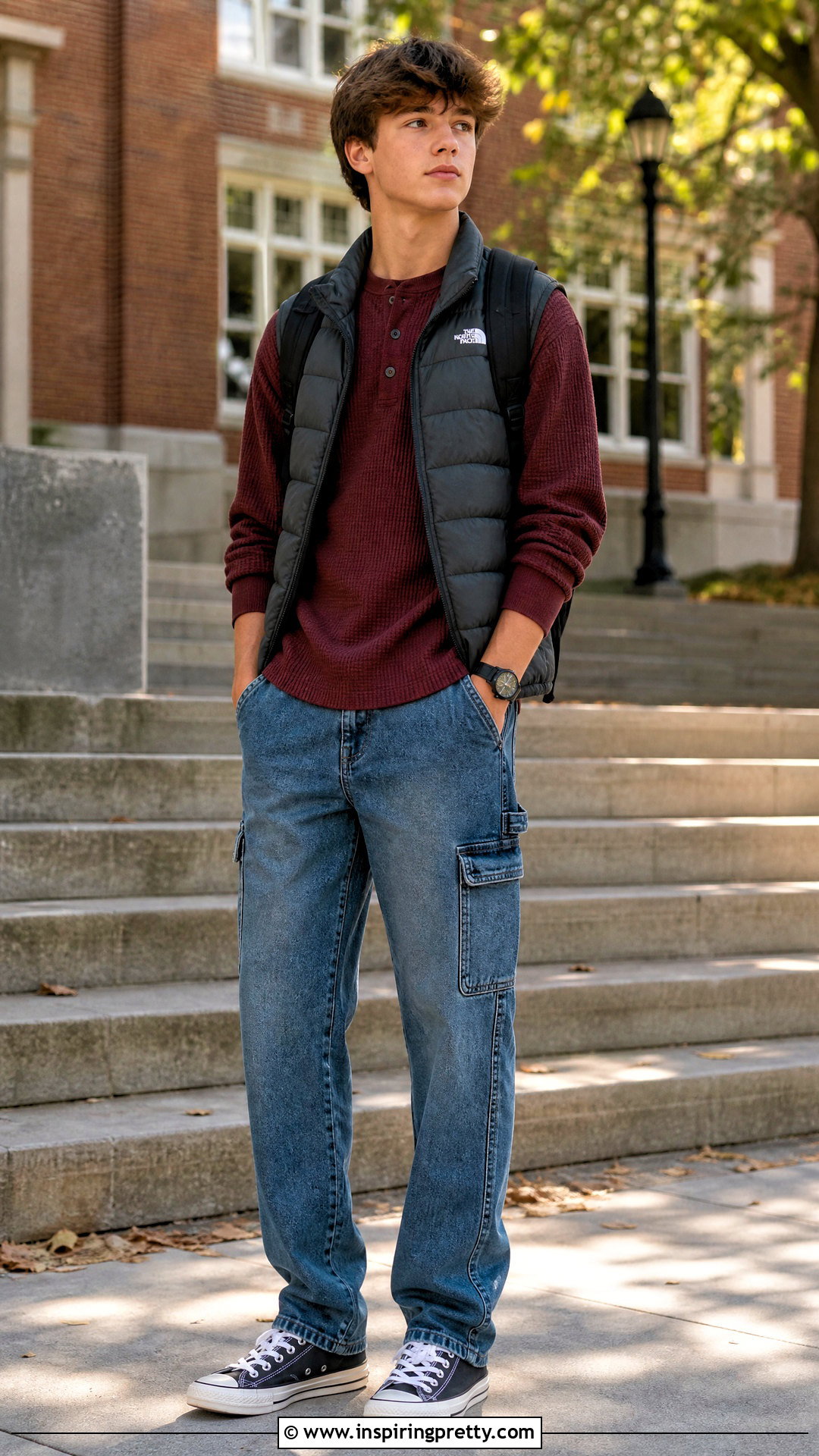 Thermal Top And Carpenter Jeans Outfit - 50 cute tops for school ideas