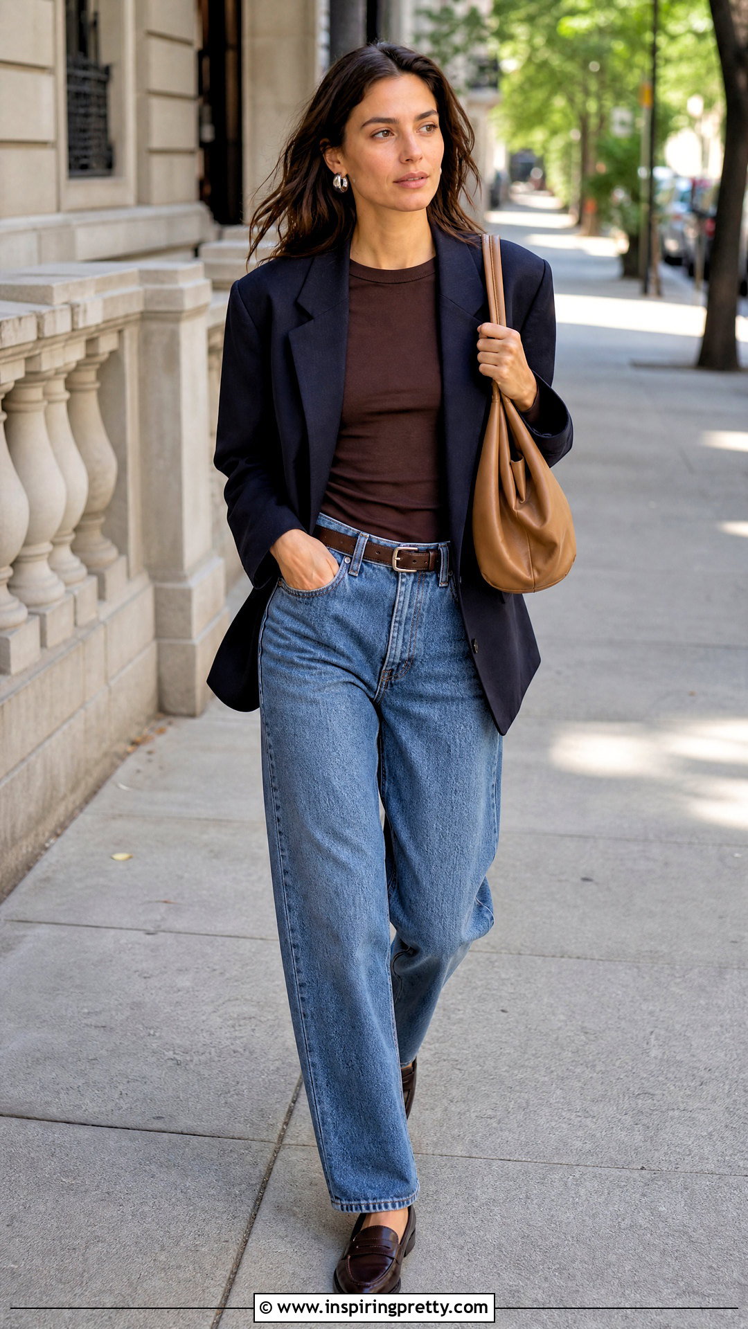 Tibi Brown Top And Blue Jeans Outfit - 25 tibi top outfit ideas