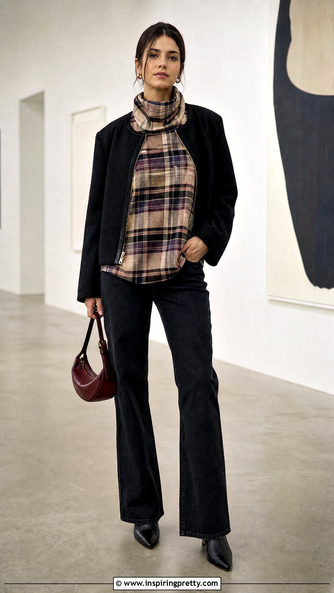 Tibi Plaid Top And Black Jeans Outfit - 25 tibi top outfit ideas