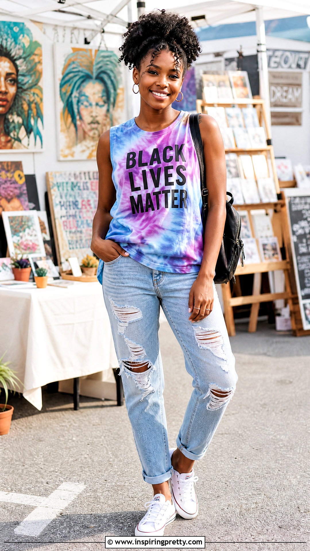 Tie Dye Black Lives Matter Tank With Distressed Jeans - 20 black lives matter tank tops