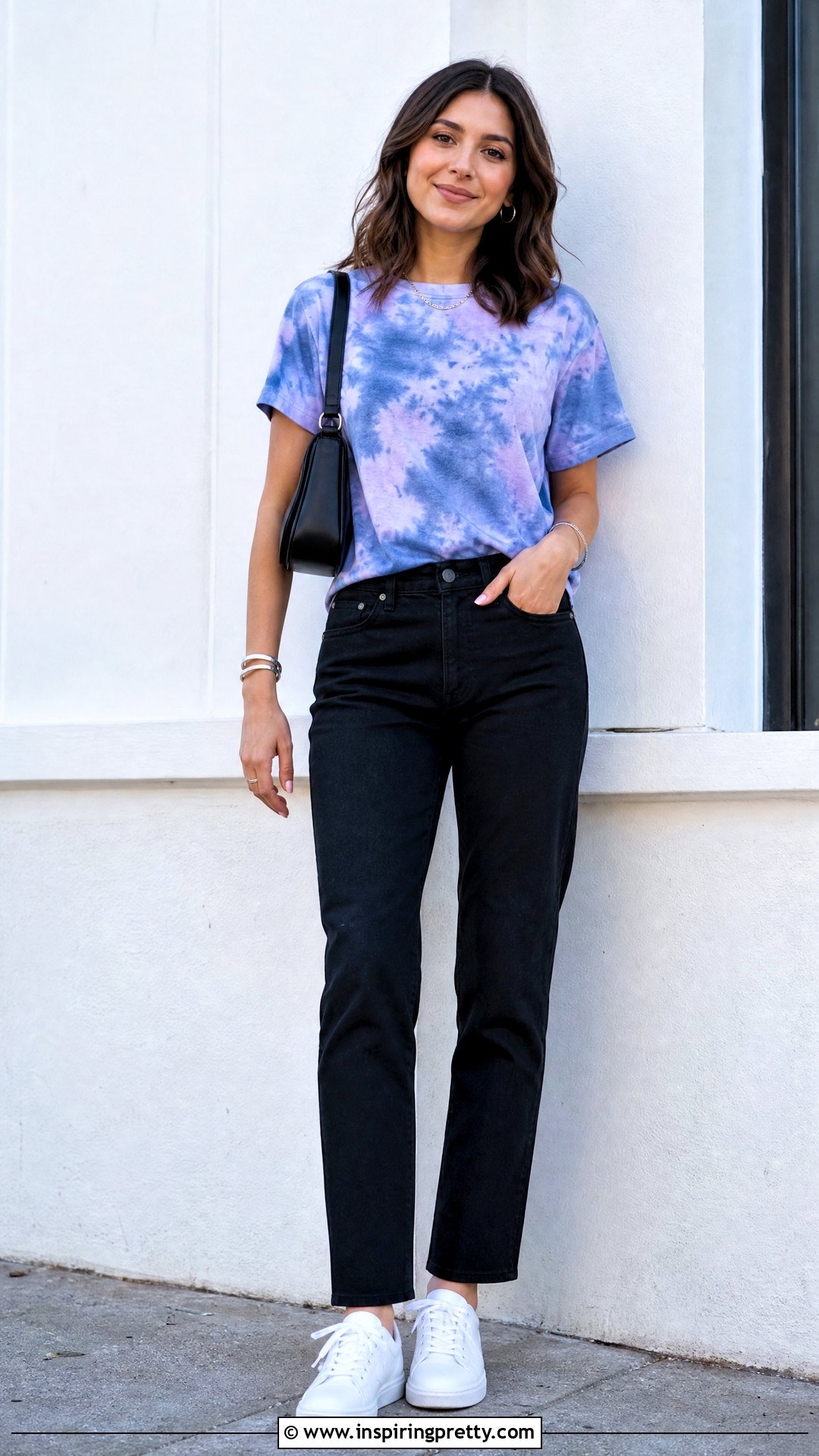 Tie Dye Cotton Top With Black Jeans - 50 cotton tops designs for jeans