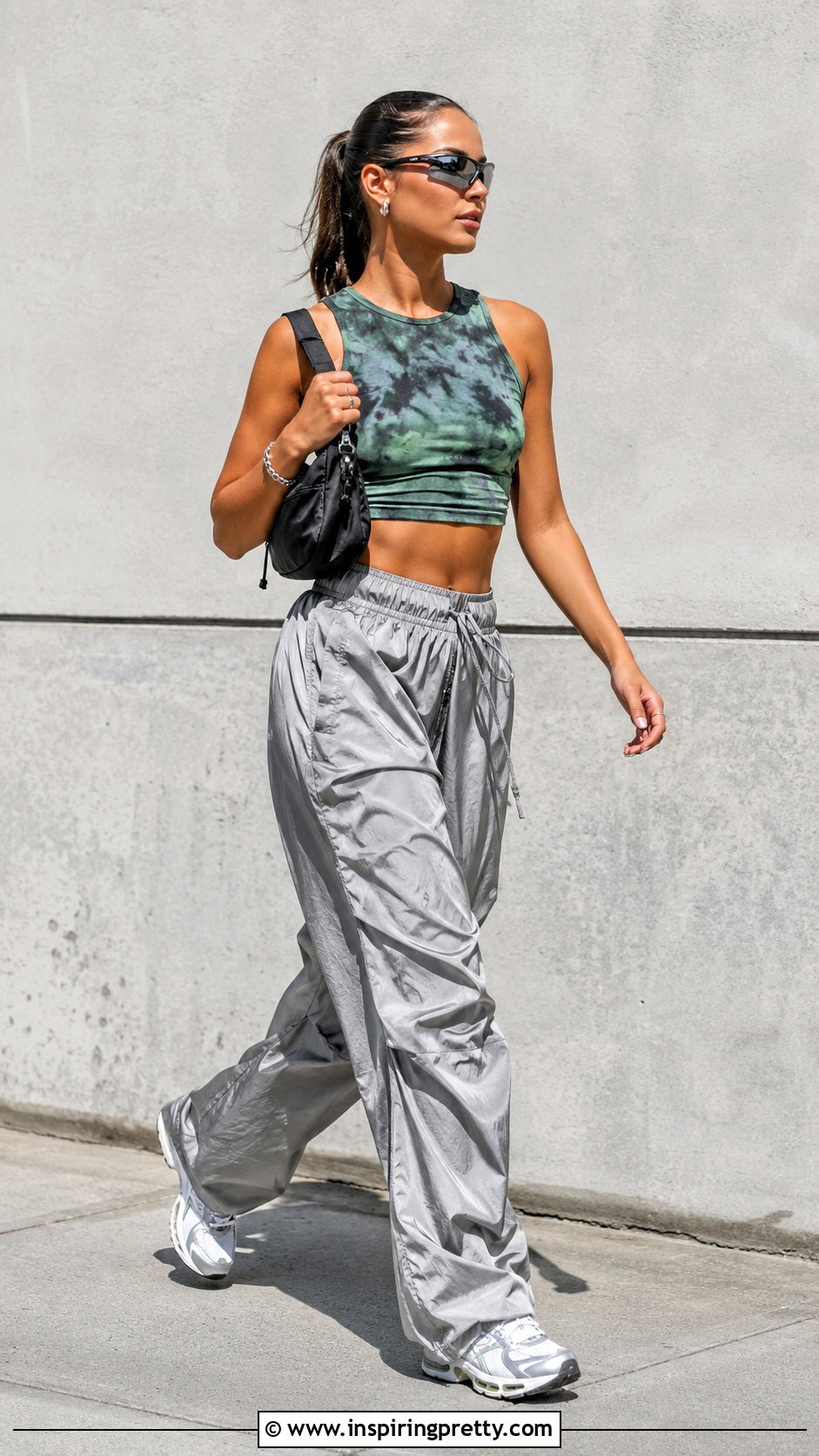 Tie Dye Crop Top With Parachute Pants - 20 tie dye crop top outfit ideas