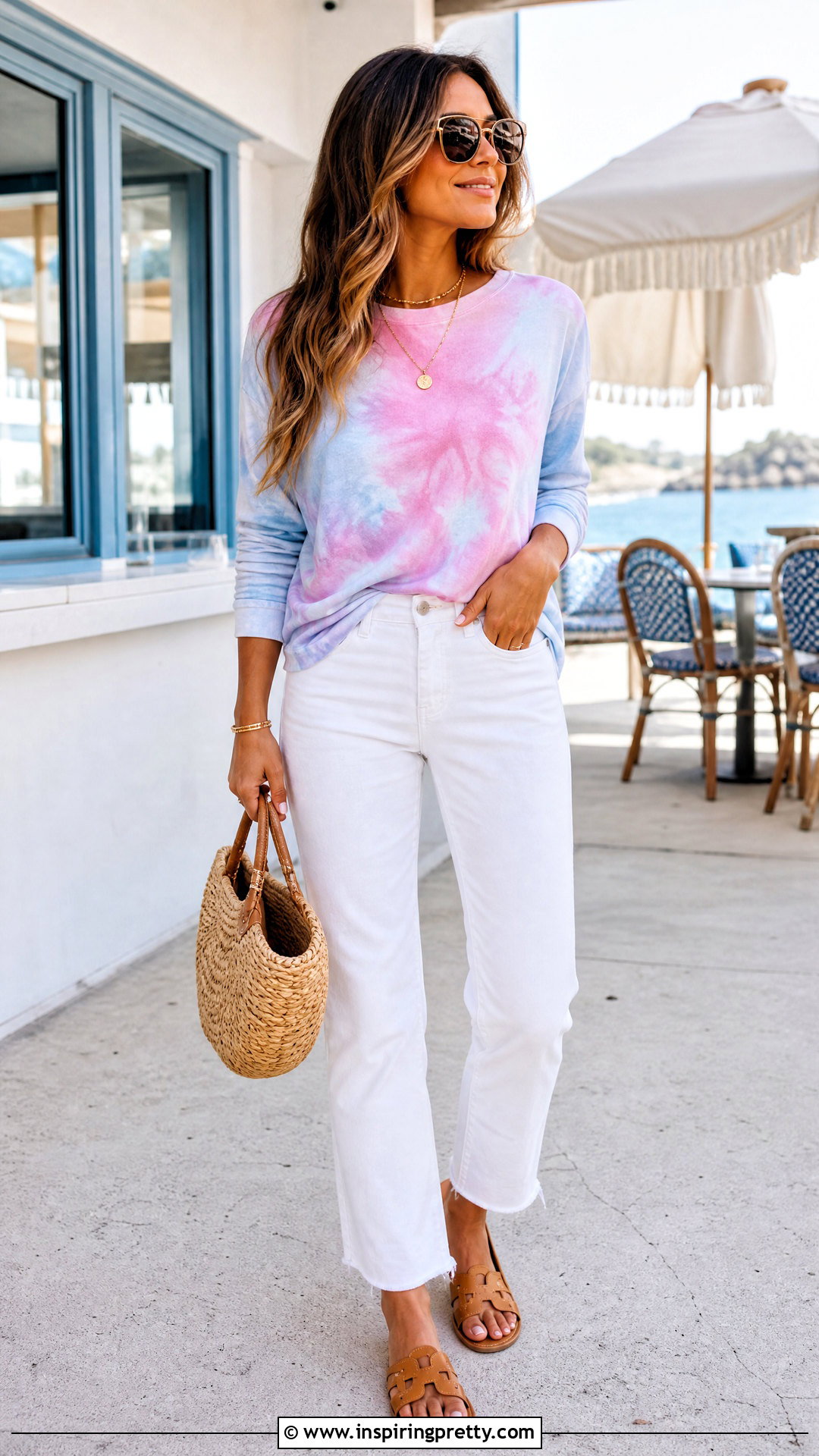Tie Dye Long Sleeve Top With White Jeans - 20 Tie Dye Long Sleeve Top outfit ideas