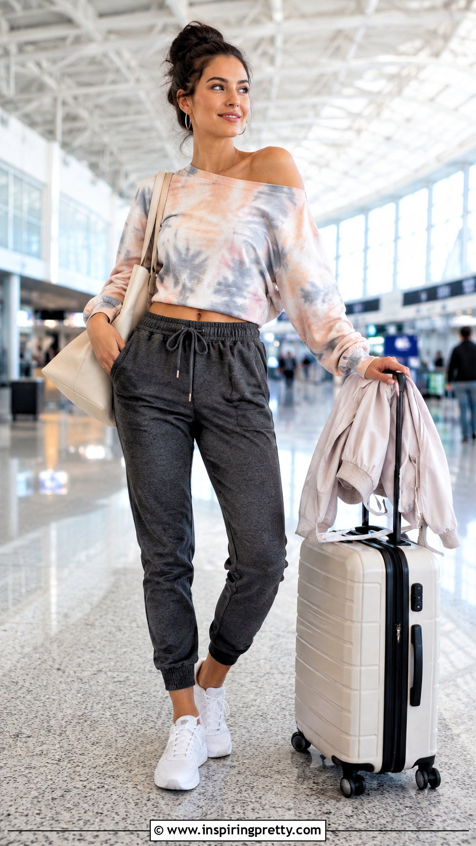 Tie Dye Off The Shoulder Top With Jogger Pants - 25 tie dye off the shoulder top outfit ideas