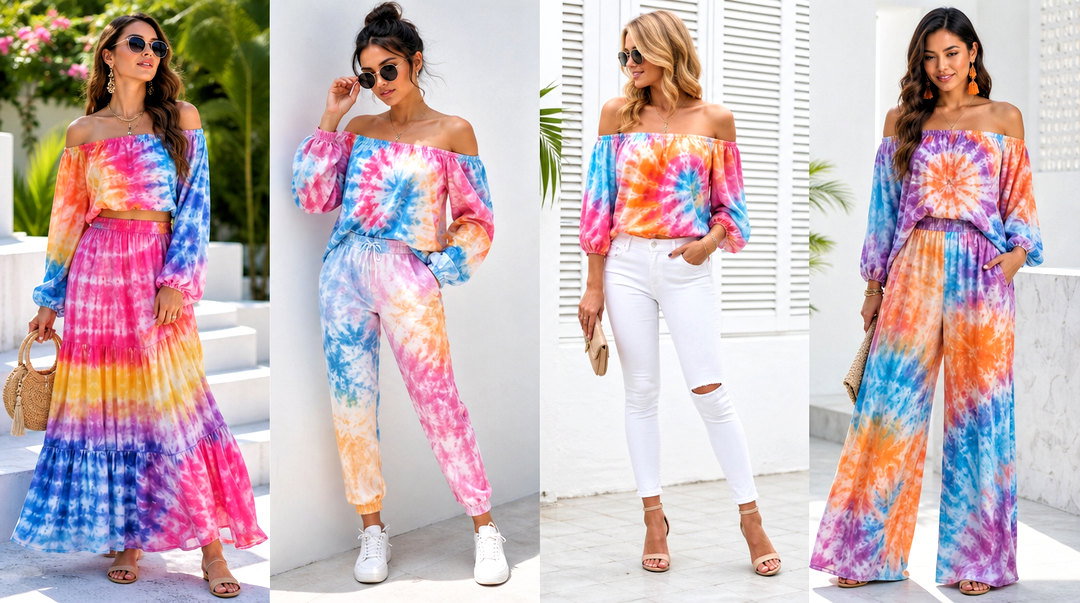 25 Tie Dye Off the Shoulder Top Outfit Ideas for Summer