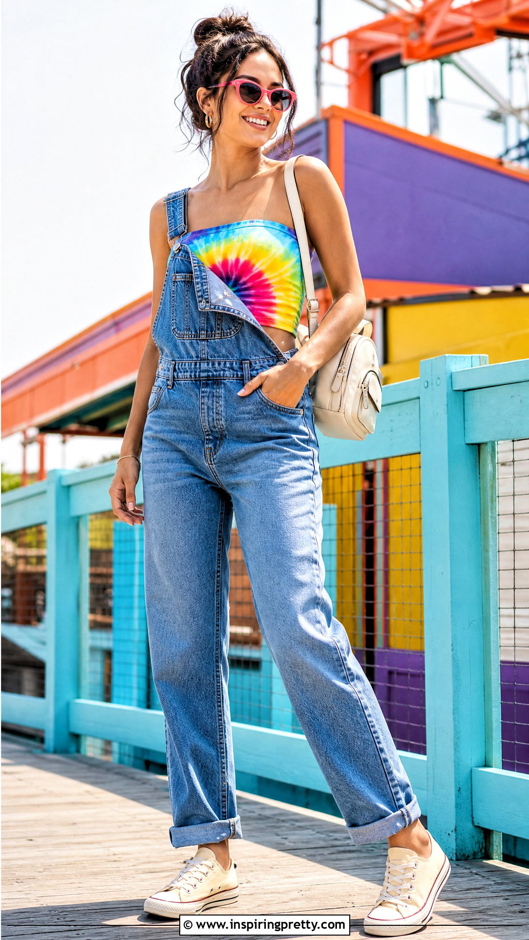 Tie Dye T Shirt Tube Top With Denim Overalls - 20 t shirt tube top diy outfit ideas