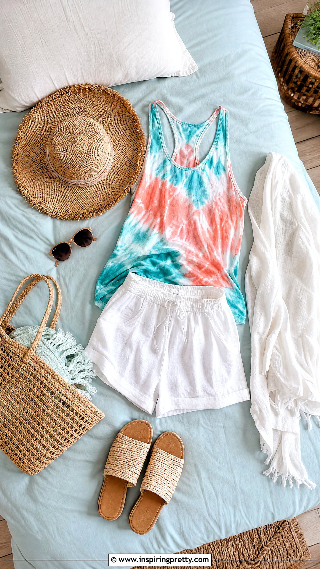 Tie Dye Tank Top With Beach Shorts On Bed - 20 tie-dye tank top on bed ideas