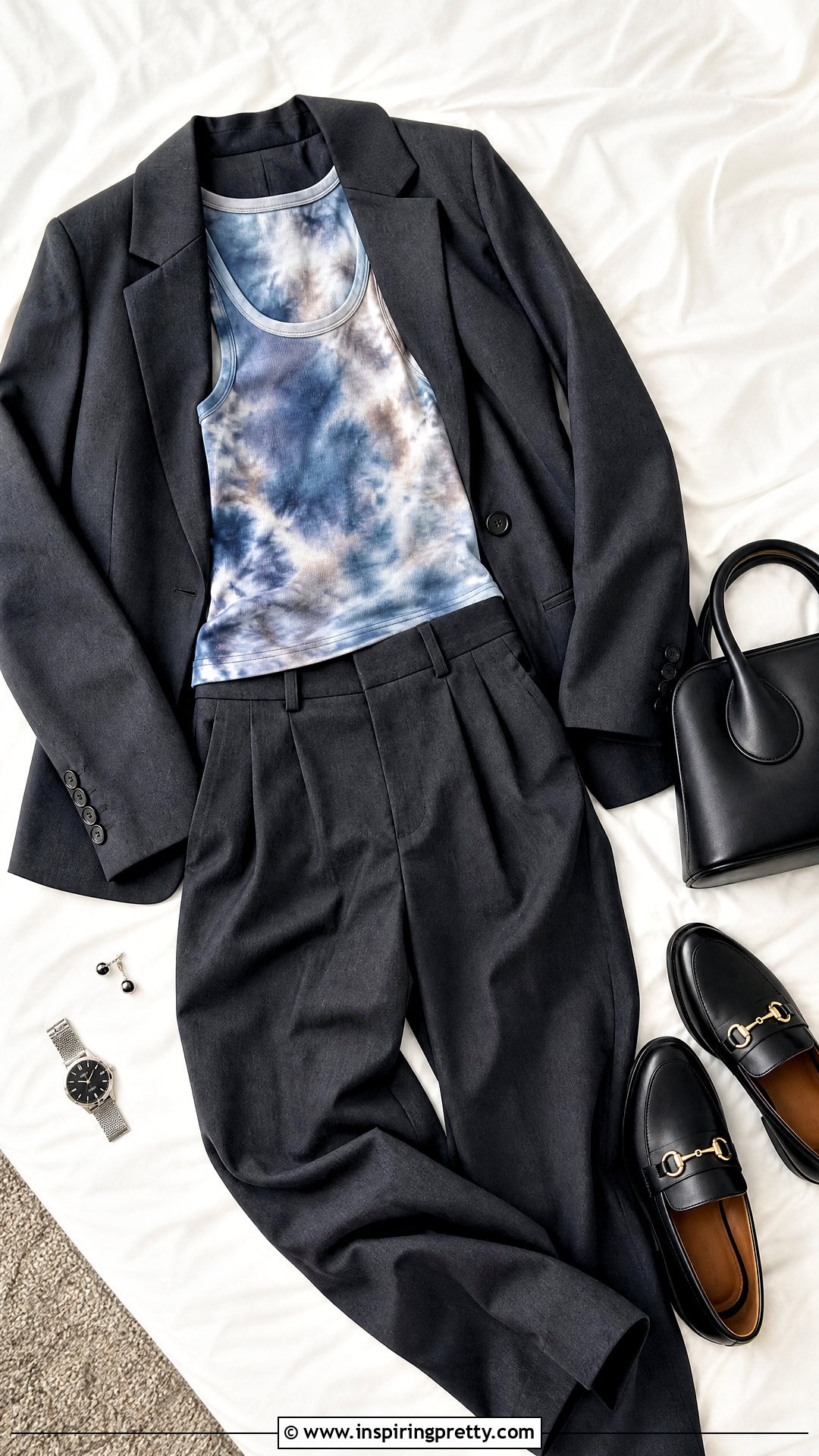 Tie Dye Tank Top With Blazer And Trousers On Bed - 20 tie-dye tank top on bed ideas