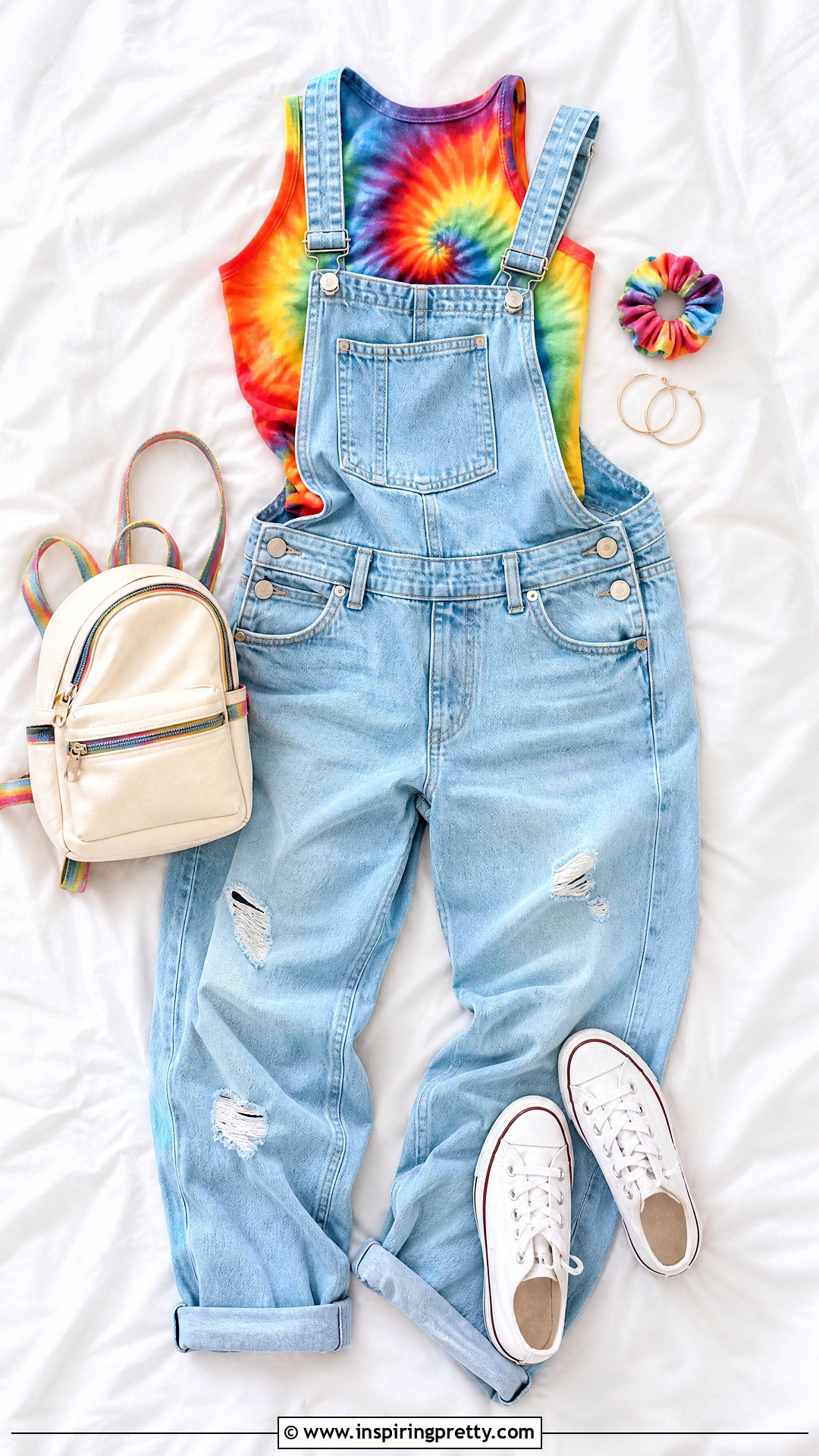 Tie Dye Tank Top With Denim Overalls On Bed - 20 tie-dye tank top on bed ideas