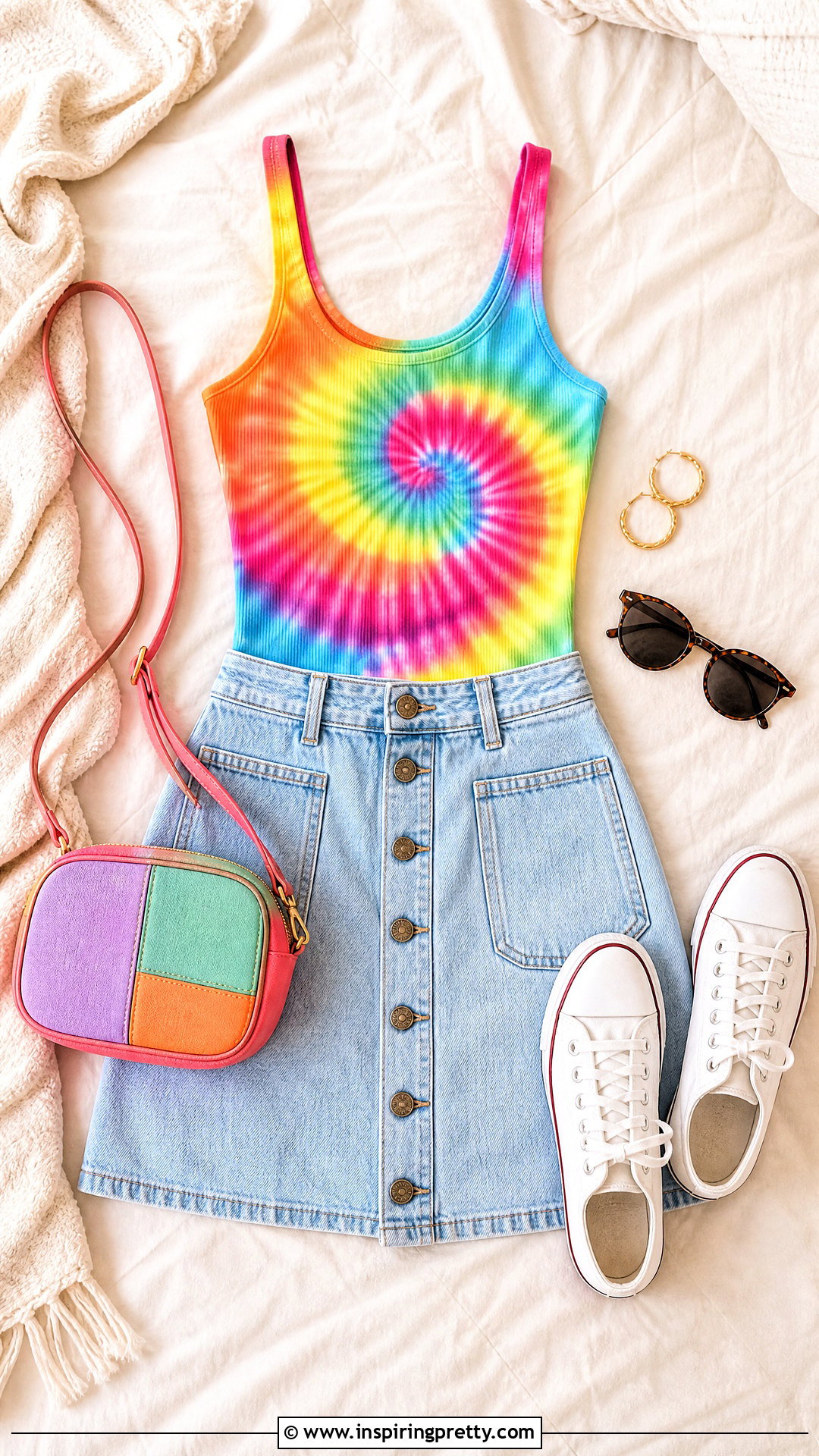Tie Dye Tank Top With Denim Skirt On Bed - 20 tie-dye tank top on bed ideas