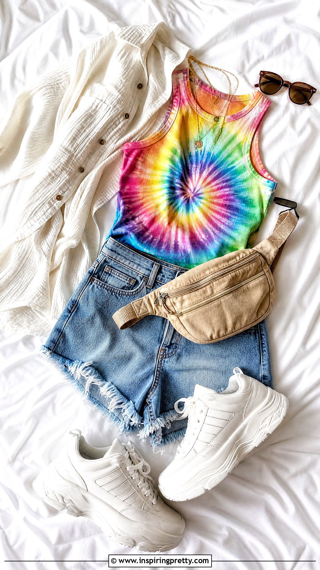 Tie Dye Tank Top With Festival Denim On Bed - 20 tie-dye tank top on bed ideas