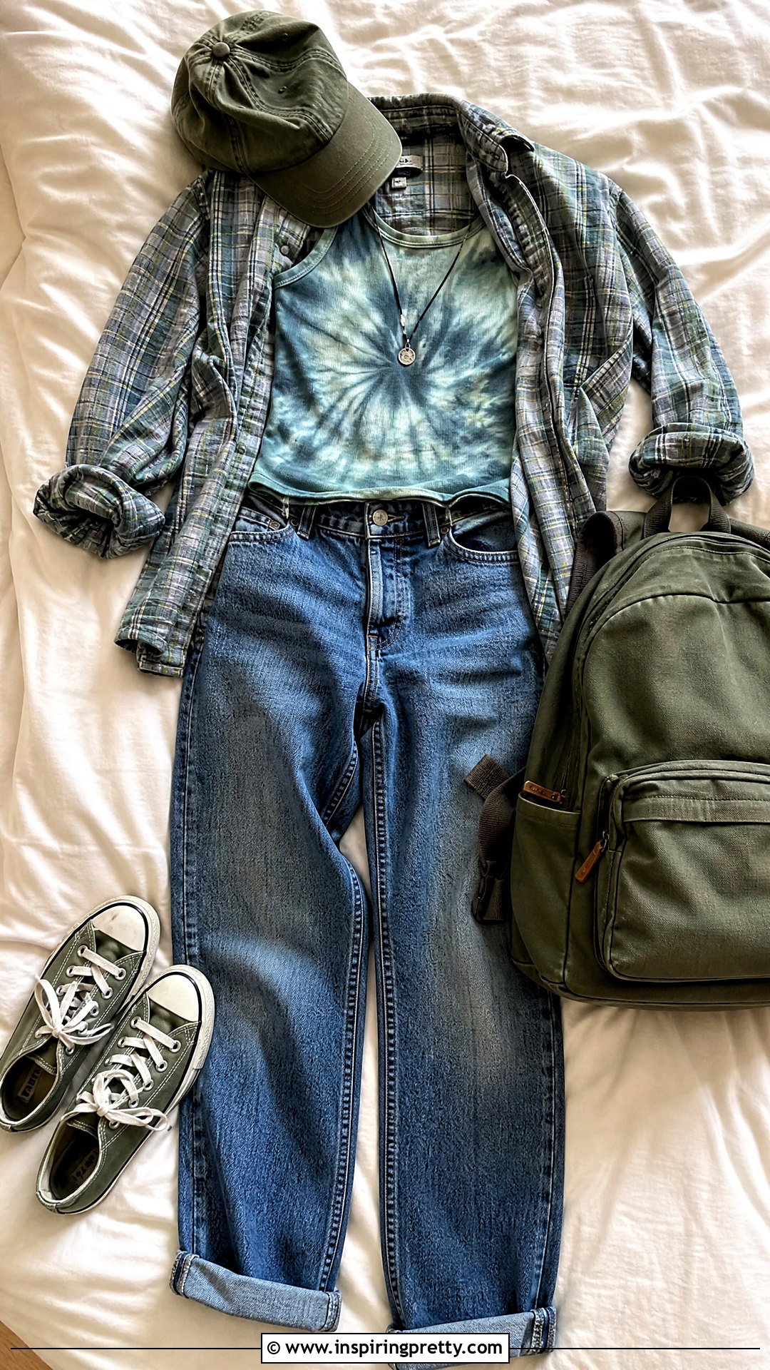 Tie Dye Tank Top With Flannel And Jeans On Bed - 20 tie-dye tank top on bed ideas