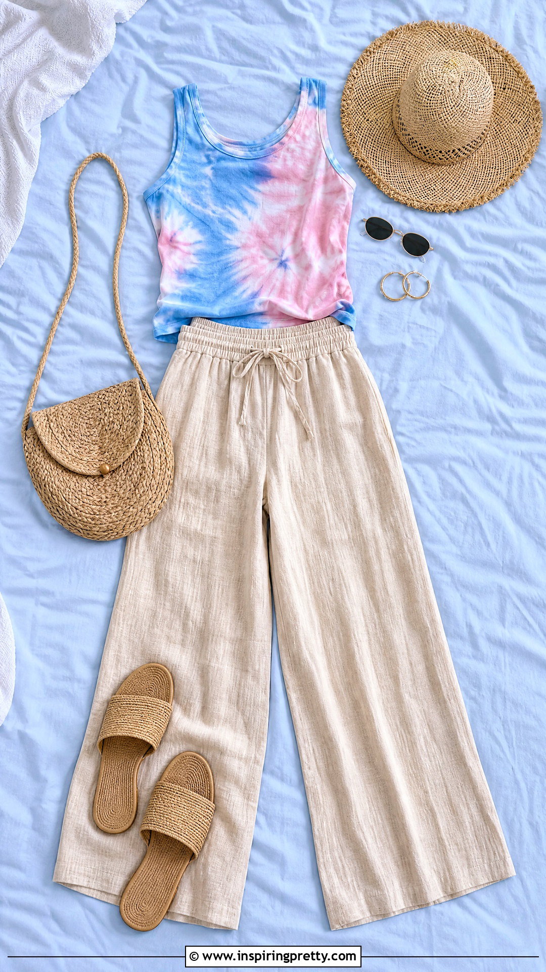 Tie Dye Tank Top With Linen Pants On Bed - 20 tie-dye tank top on bed ideas