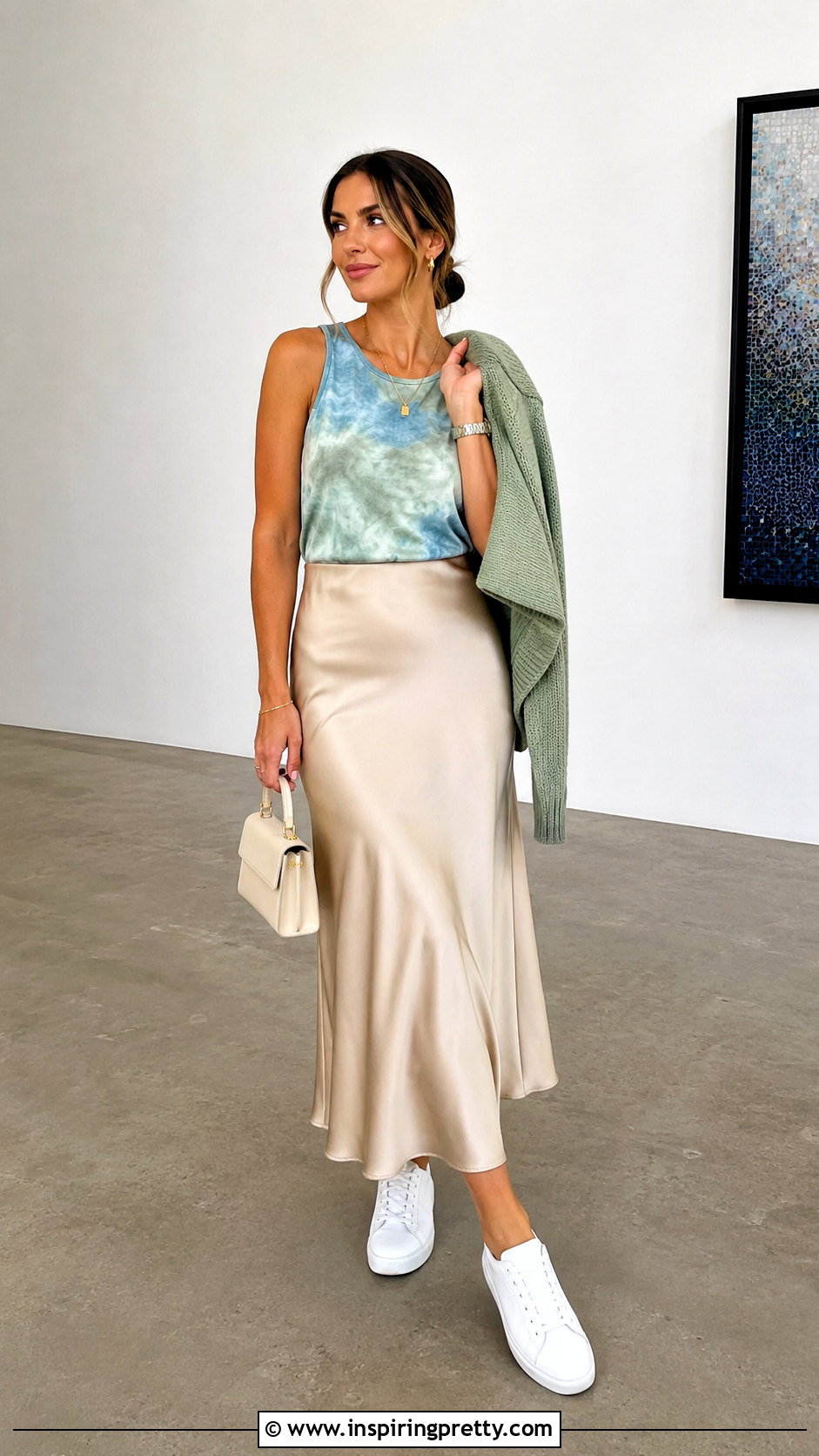 Tie Dye Tank Top With Satin Midi Skirt - 20 urban outfitters tie dye tank tops