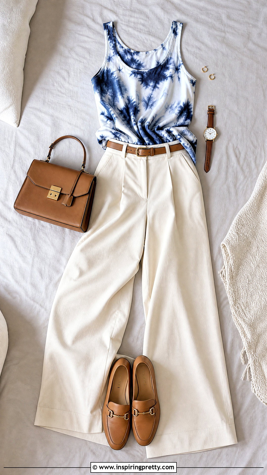 Tie Dye Tank Top With Wide Leg Trousers On Bed - 20 tie-dye tank top on bed ideas