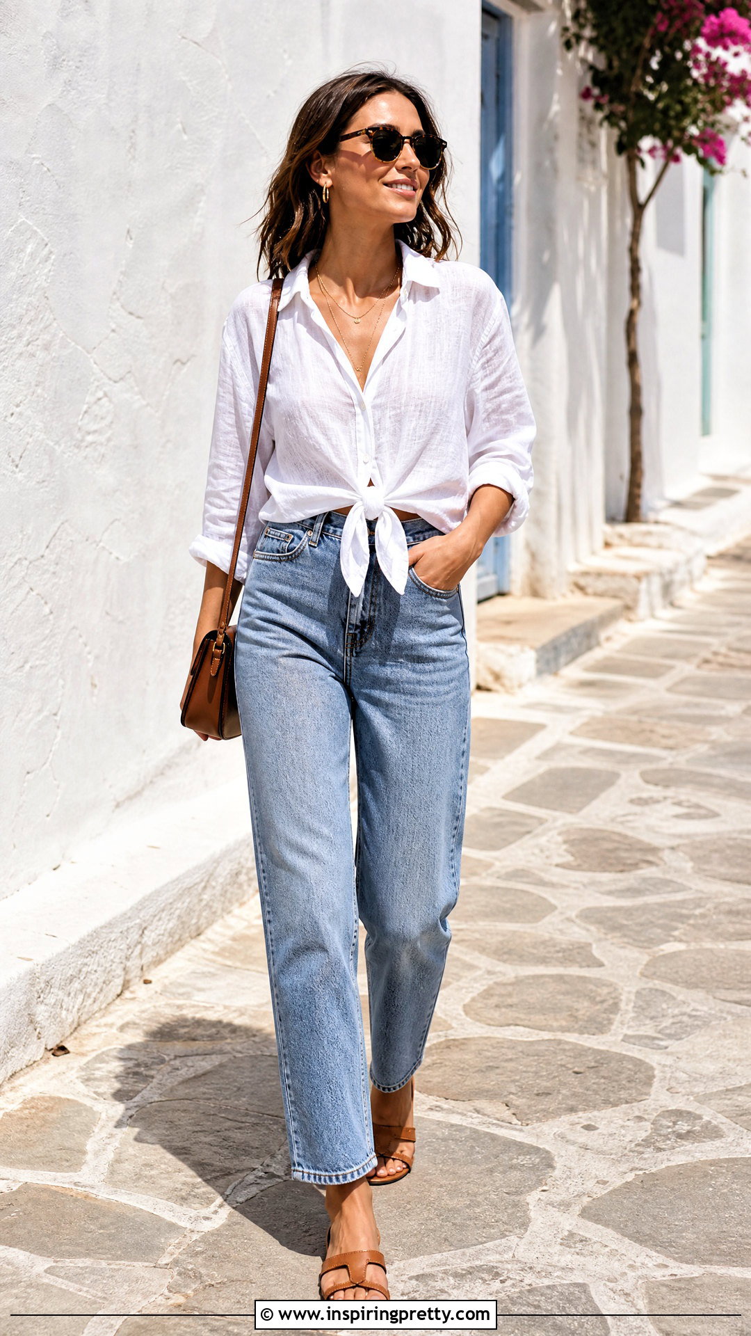 Tie Front Blouse With Straight Jeans - 50 Top For Jeans