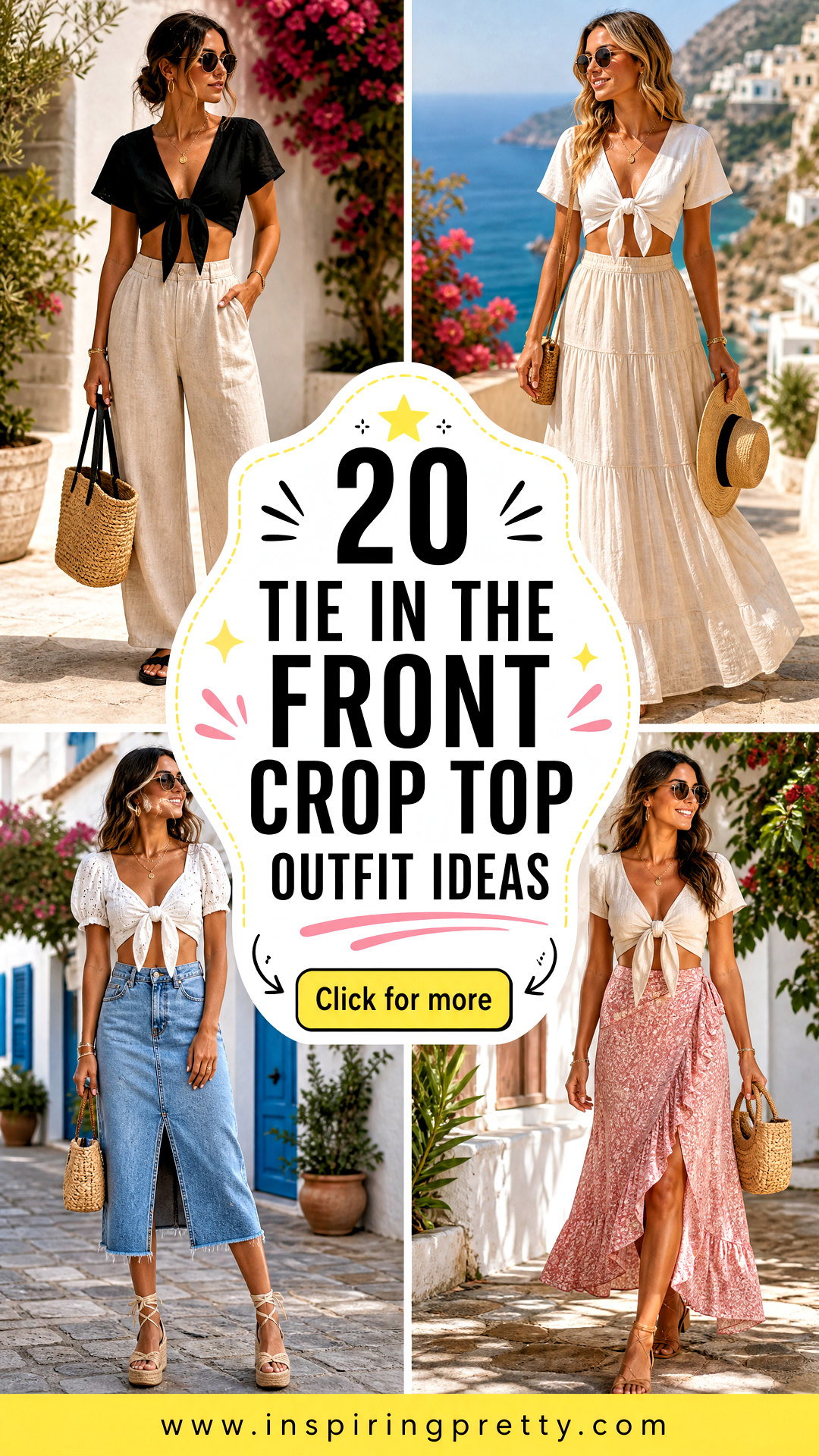 20 Tie In The Front Crop Top Outfit Ideas for Summer Style - 20 Tie In The Front Crop Top Outfit Ideas for Summer Style