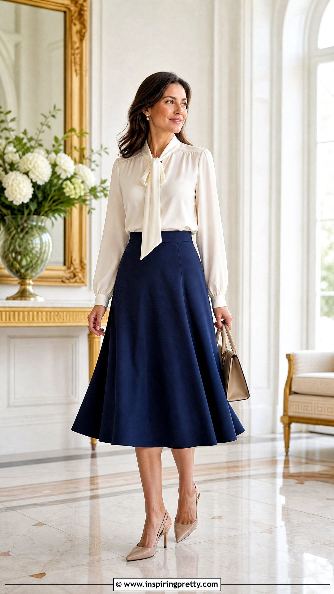 Tie Neck Blouse Top Outfit - 50 chic top outfit ideas
