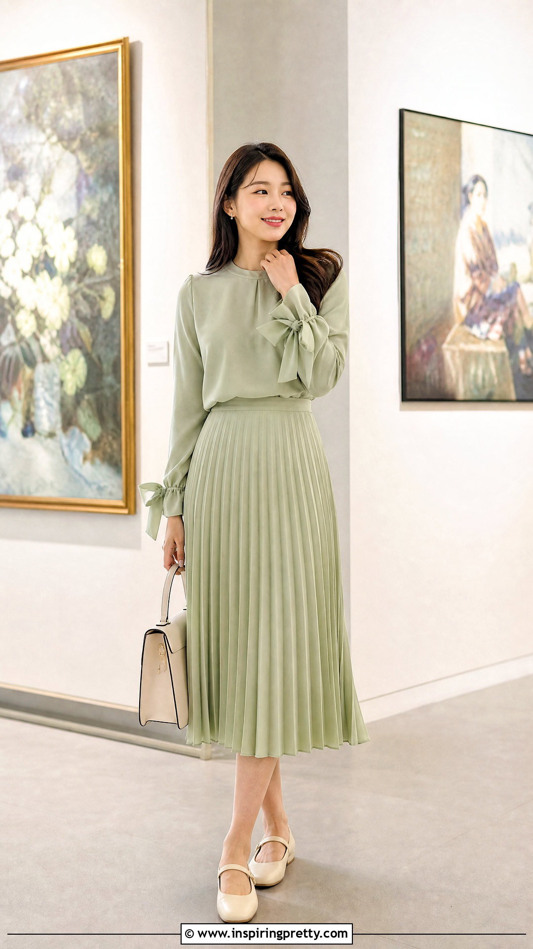 Tie Sleeve Top With A Pleated Skirt - how to style tie-sleeve tops (20 ways)