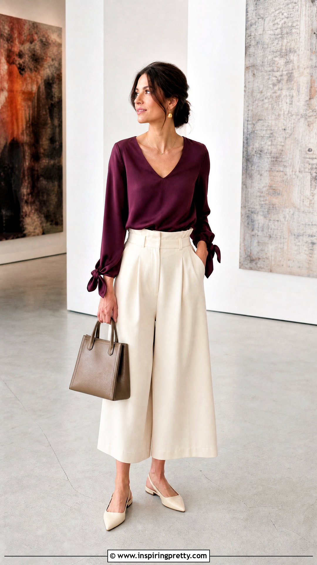 Tie Sleeve Top With Culottes - how to style tie-sleeve tops (20 ways)