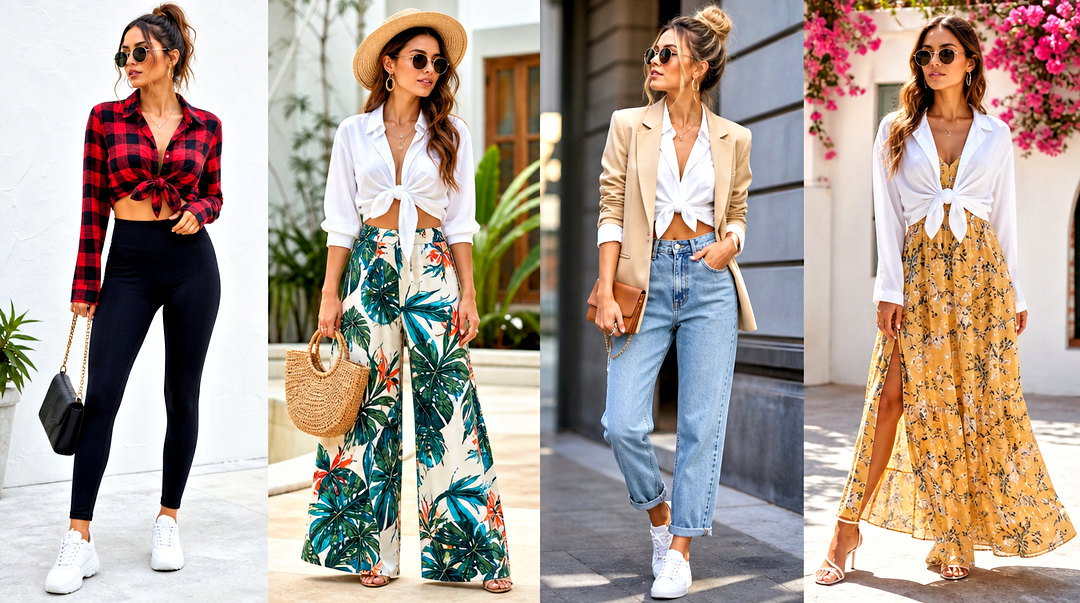 25 Tied Shirt Crop Top Outfit Ideas for Casual Weekends