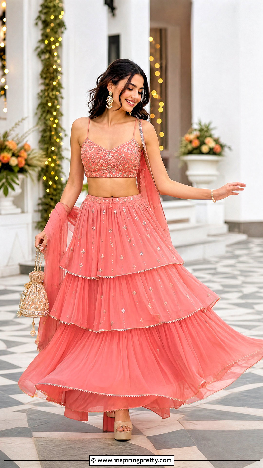 Tiered Crop Top Lehenga - 50 Modern Lehenga Designs Crop Tops outfit ideas