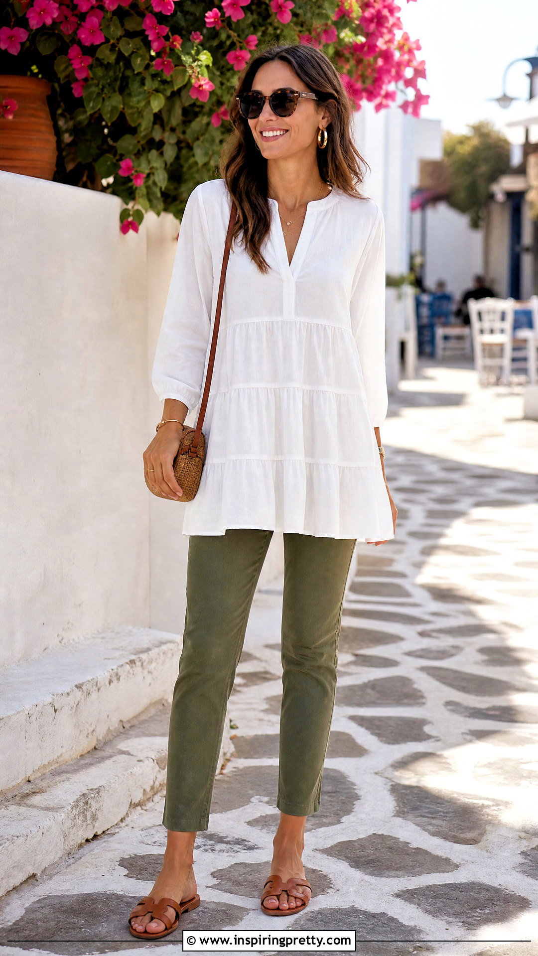 Tiered Long Top With Fitted Trousers - 50 long tops designs