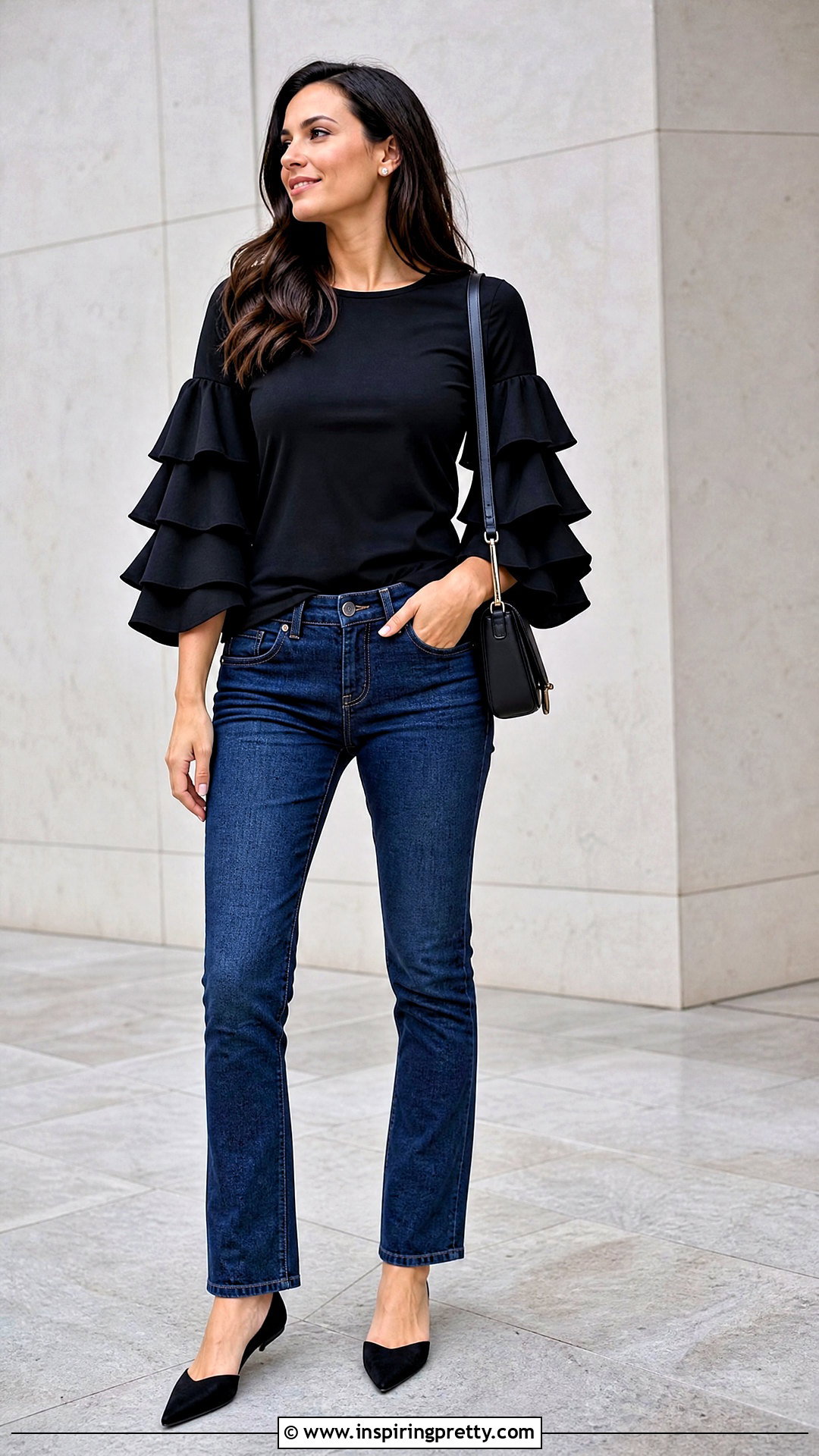Tiered Ruffle Sleeve Top Outfit - 50 top sleeves designs