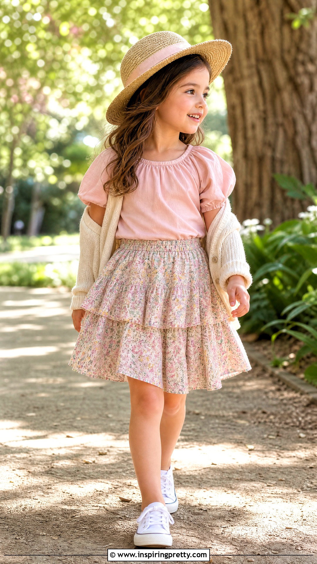 Tiered Skirt With Puff Sleeve Top - 50 kids skirt top designs