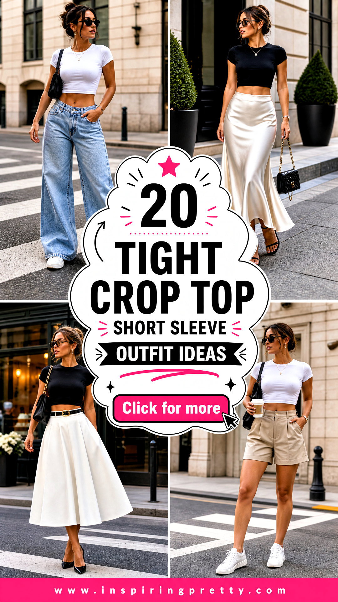 20 Tight Crop Top Short Sleeve Outfit Ideas for Street Style - 20 Tight Crop Top Short Sleeve Outfit Ideas for Street Style