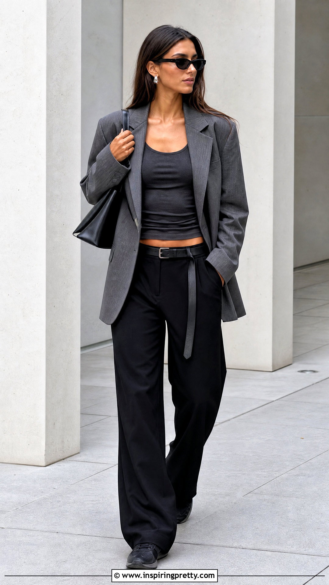 Tight Top With Low Rise Relaxed Trousers - 50 tight top outfit ideas
