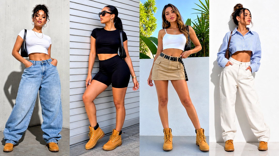 20 Timberland Crop Top Outfit Ideas for Sporty Street Style