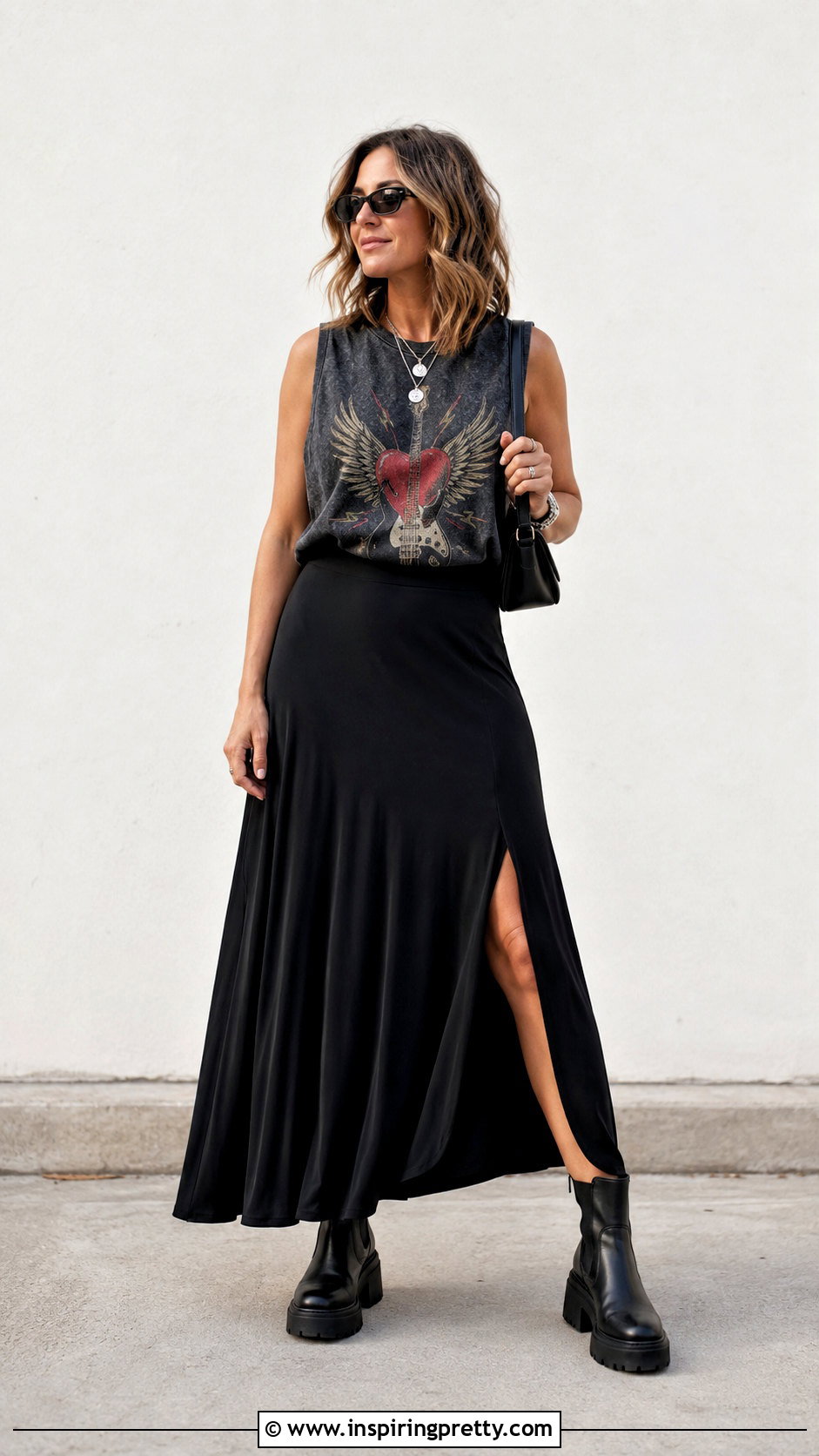 Tom Petty Tank Top With Black Maxi Skirt - 20 tom petty tank top outfit ideas