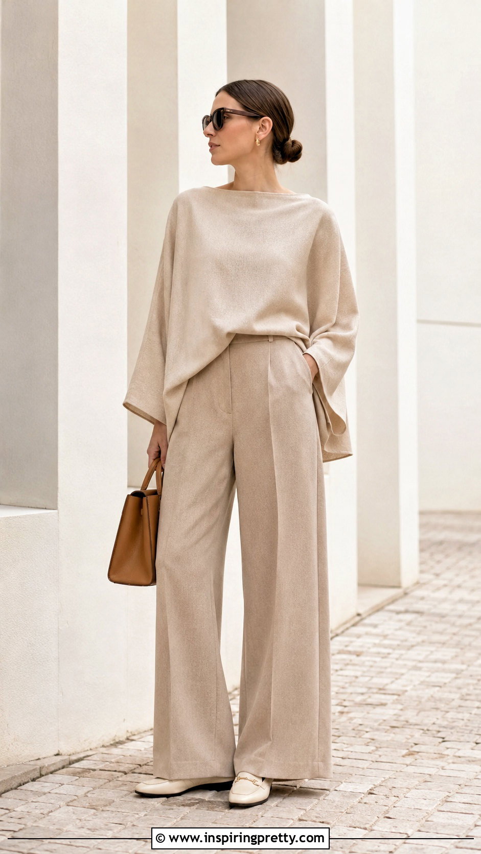Tonal Beige One Yard Minimalist Top Outfit - 20 one yard minimalist top outfit ideas