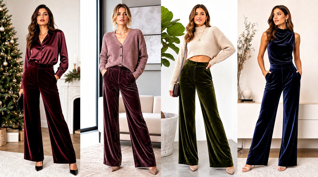 25 Tops for Velvet Pants for Chic Holiday and Party Looks
