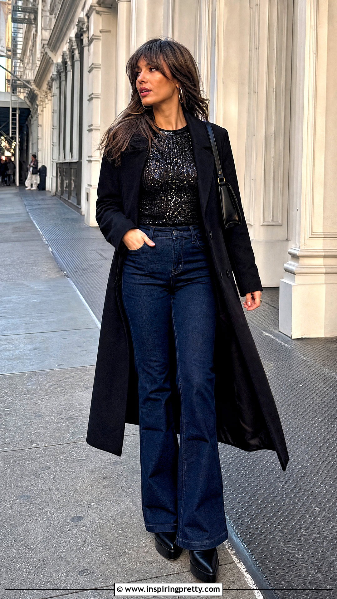 Topshop Sequin Top With Flared Jeans - 20 Topshop Sequin Top outfit ideas