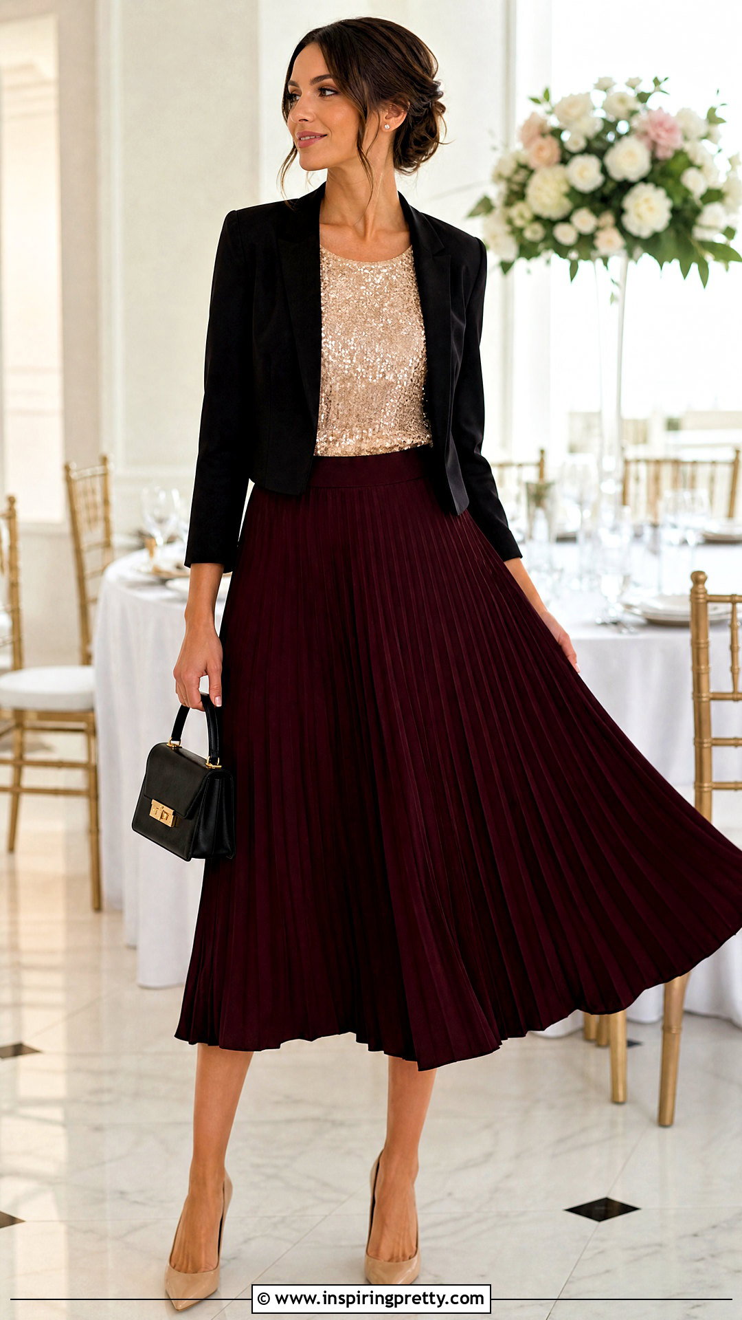 Topshop Sequin Top With Pleated Midi Skirt - 20 Topshop Sequin Top outfit ideas