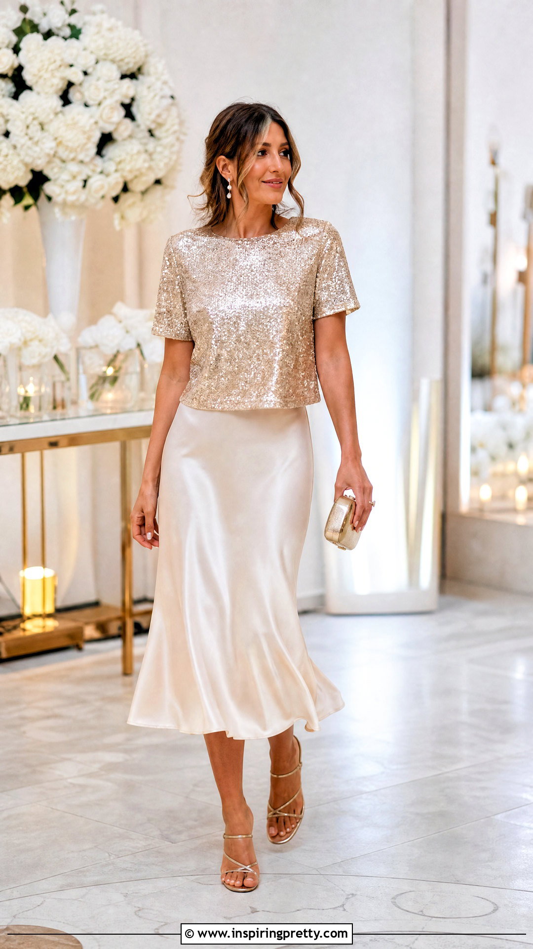 Topshop Sequin Top With Satin Midi Skirt - 20 Topshop Sequin Top outfit ideas