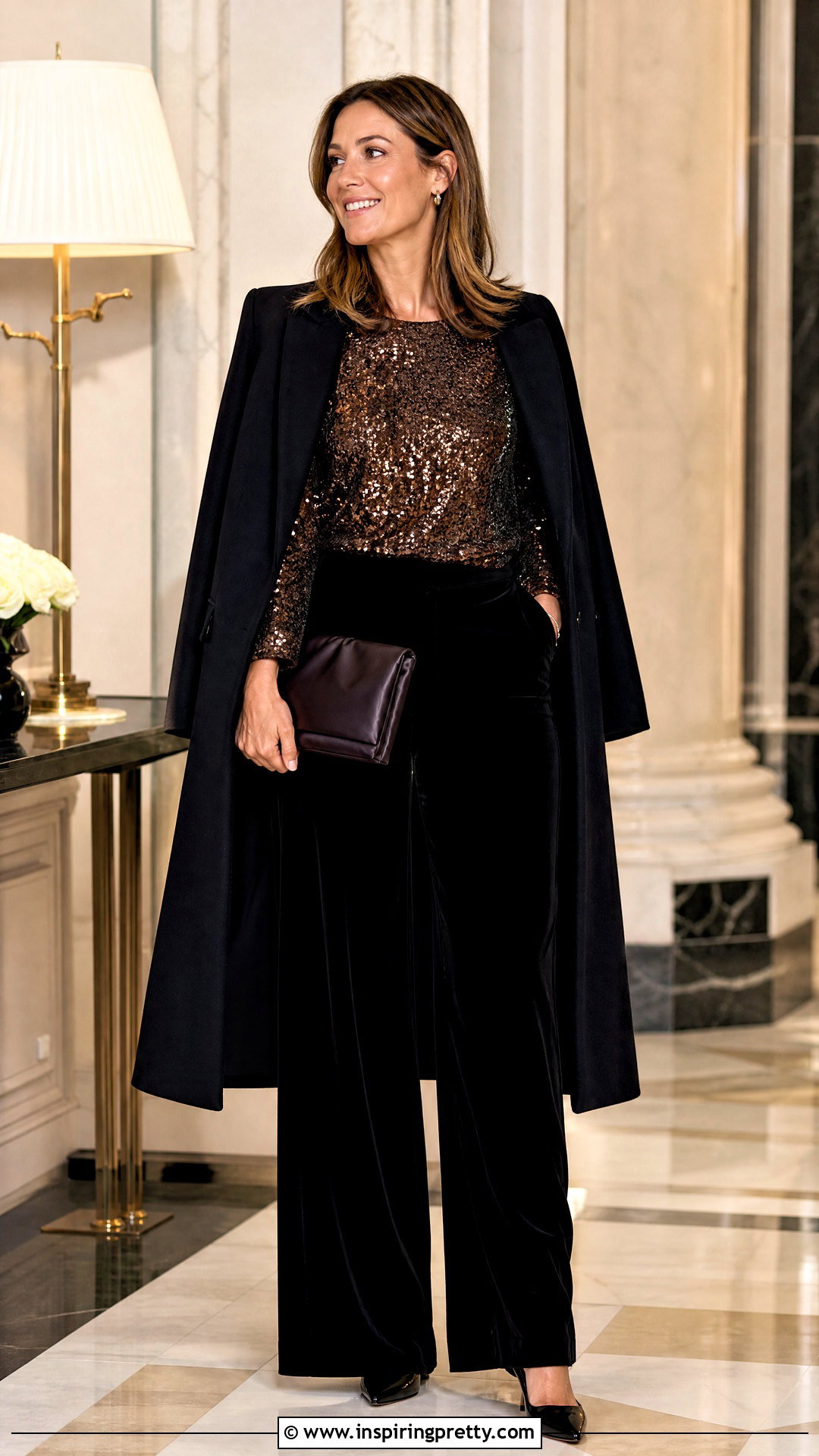 Topshop Sequin Top With Velvet Trousers - 20 Topshop Sequin Top outfit ideas