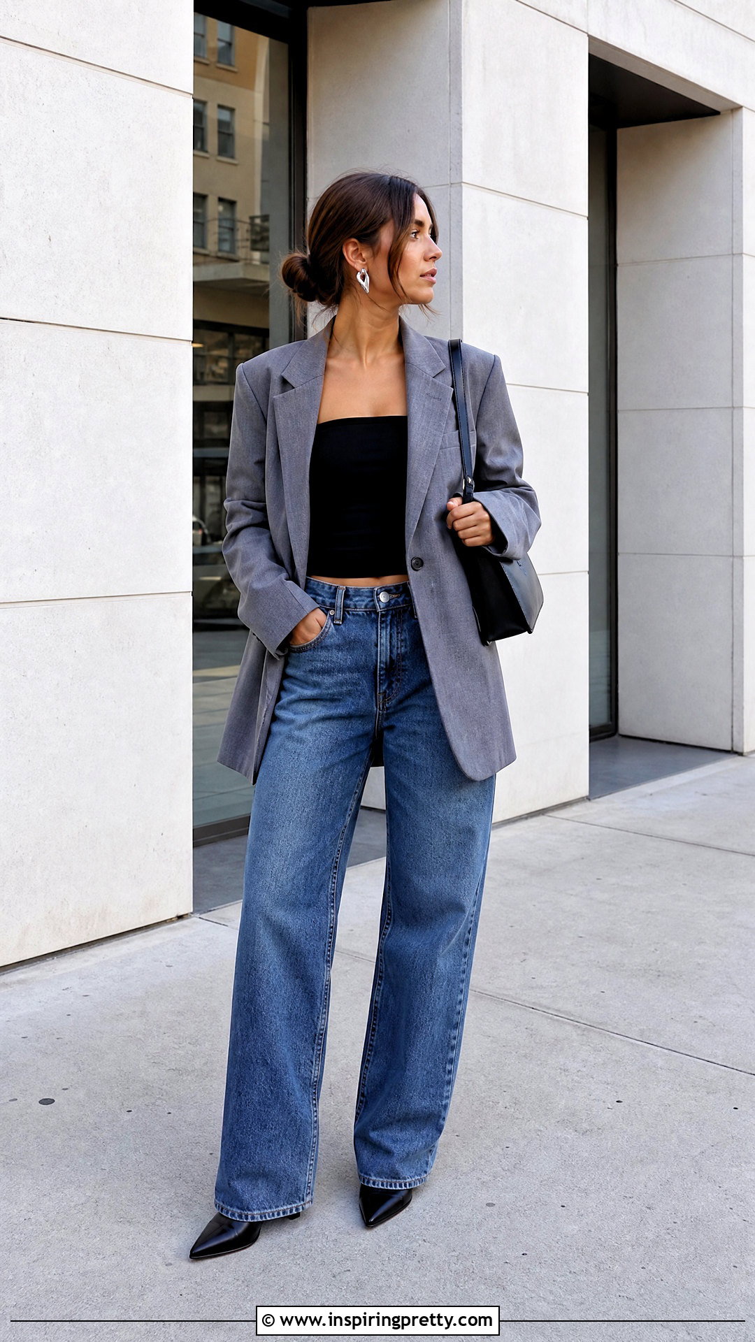 Topshop Tube Top With Oversized Blazer - 20 Topshop Tube Top outfit ideas
