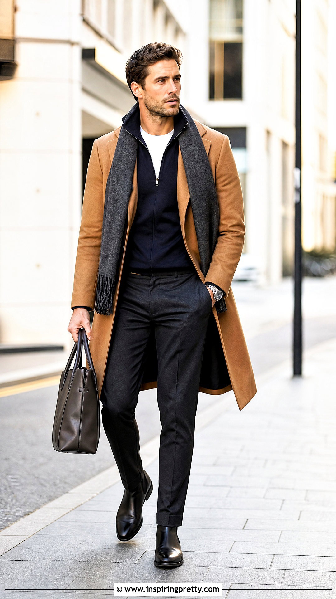 Track Top Under An Overcoat - 20 Mens Track Tops outfit ideas