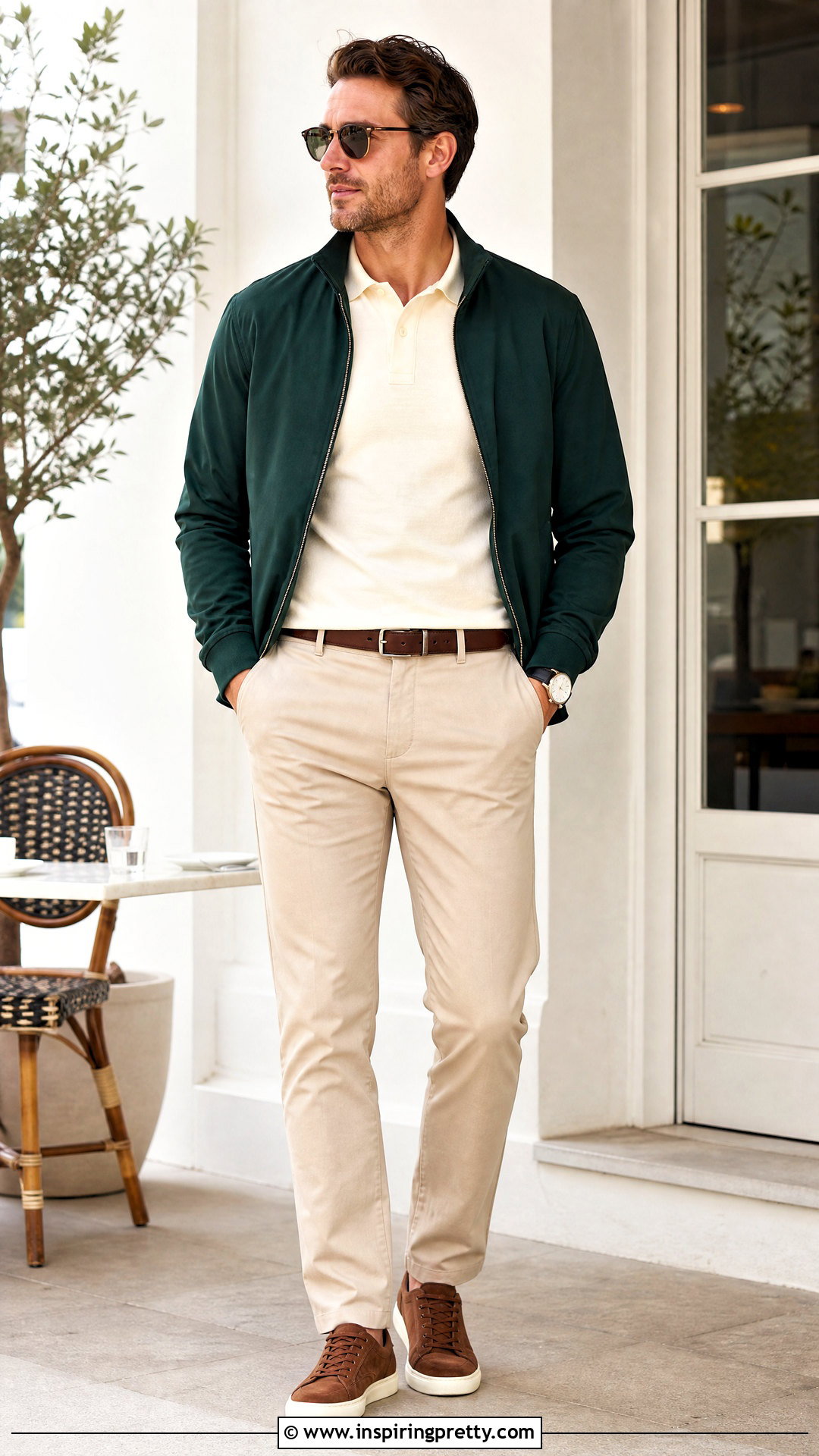 Track Top With Polo Shirt And Chinos - 20 Mens Track Tops outfit ideas