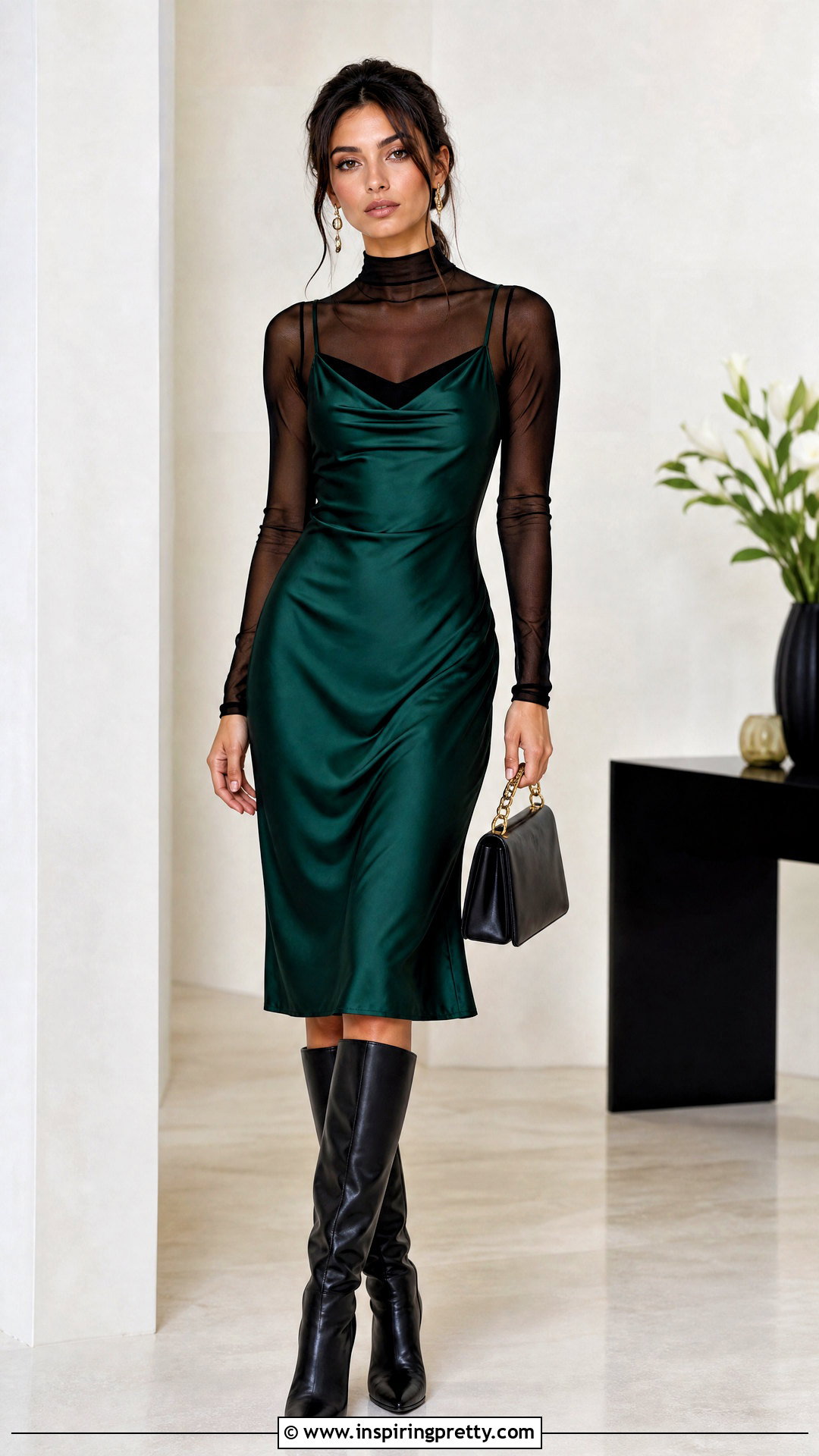 Translucent Black Top Under A Slip Dress - 25 translucent black top outfit ideas