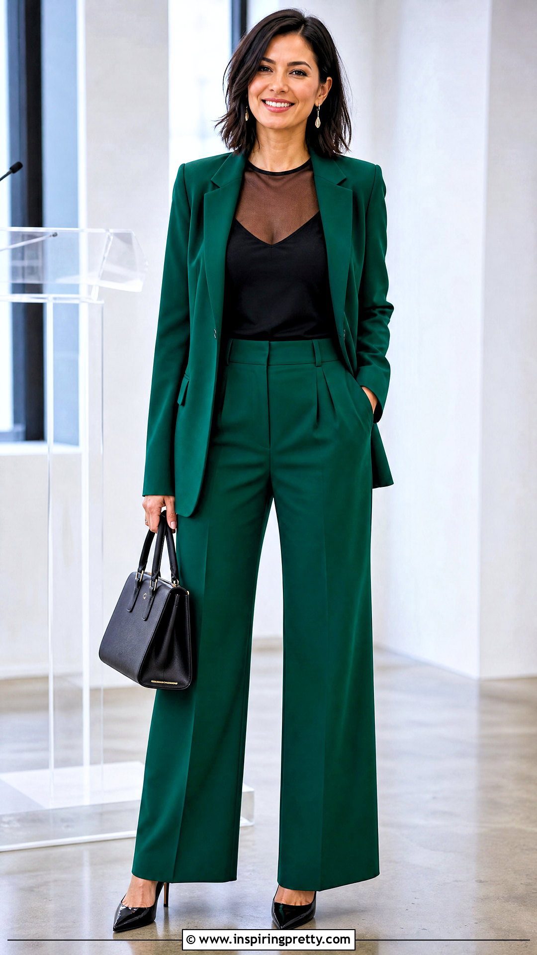 Translucent Black Top With A Colored Suit - 25 translucent black top outfit ideas