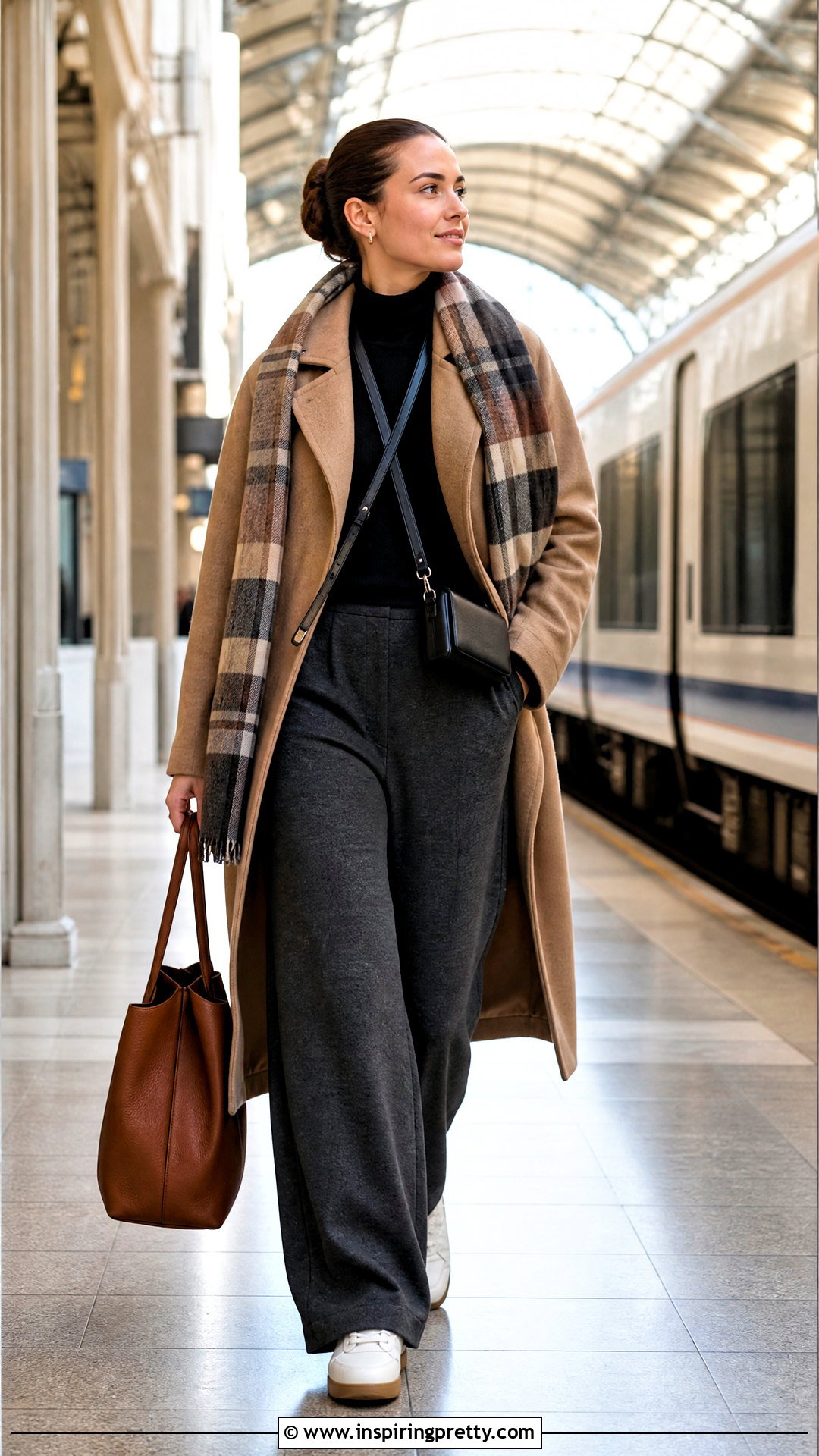 Travel Academia Coat and Knit Pants Outfit - 50 top academia ideas