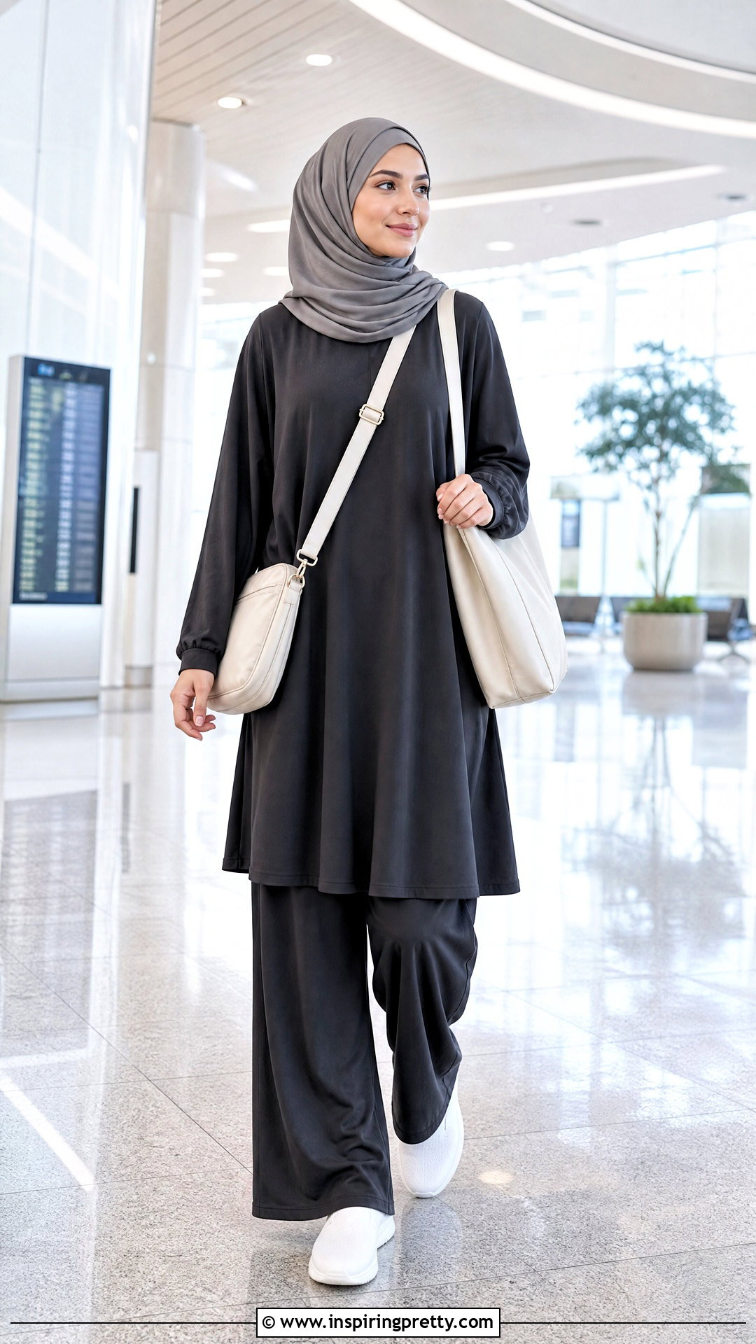 Travel Long Top With Wide Leg Pants - 50 long tops designs for muslims
