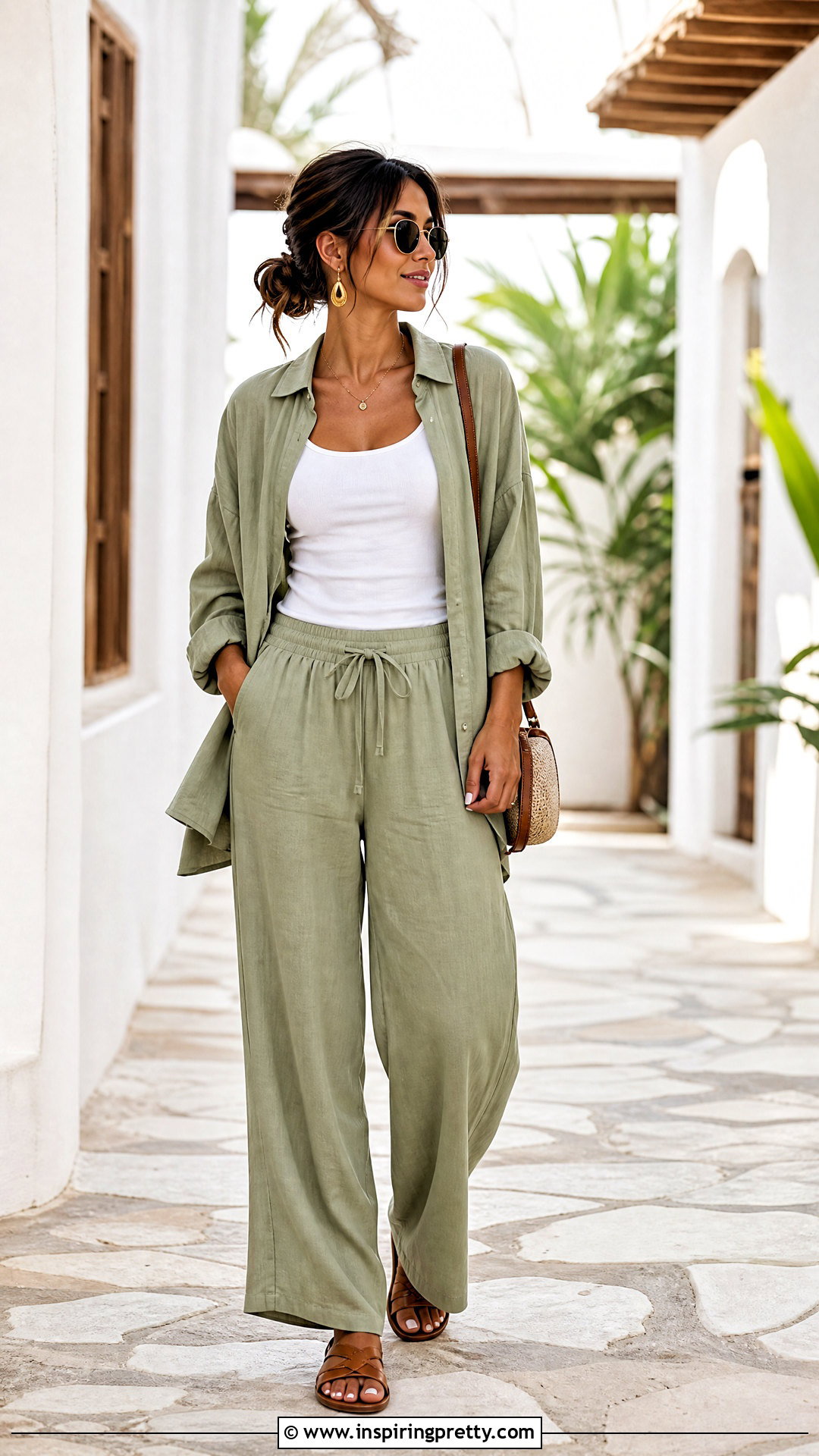 Travel Tank Top With A Matching Pants Set - 20 travel tank tops outfit ideas