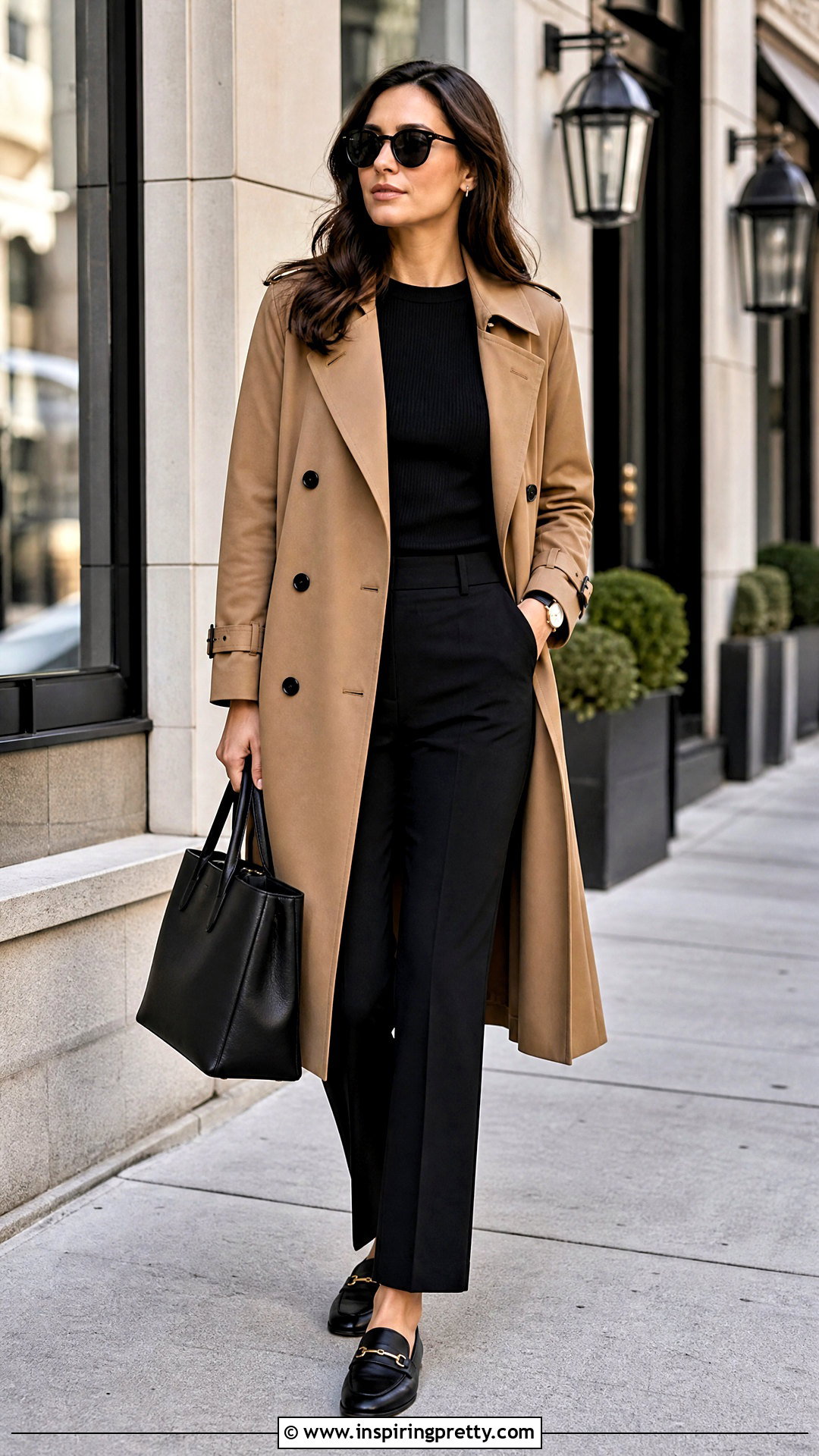 Trench Coat And Black Pants Outfit - 50 top outfits for women